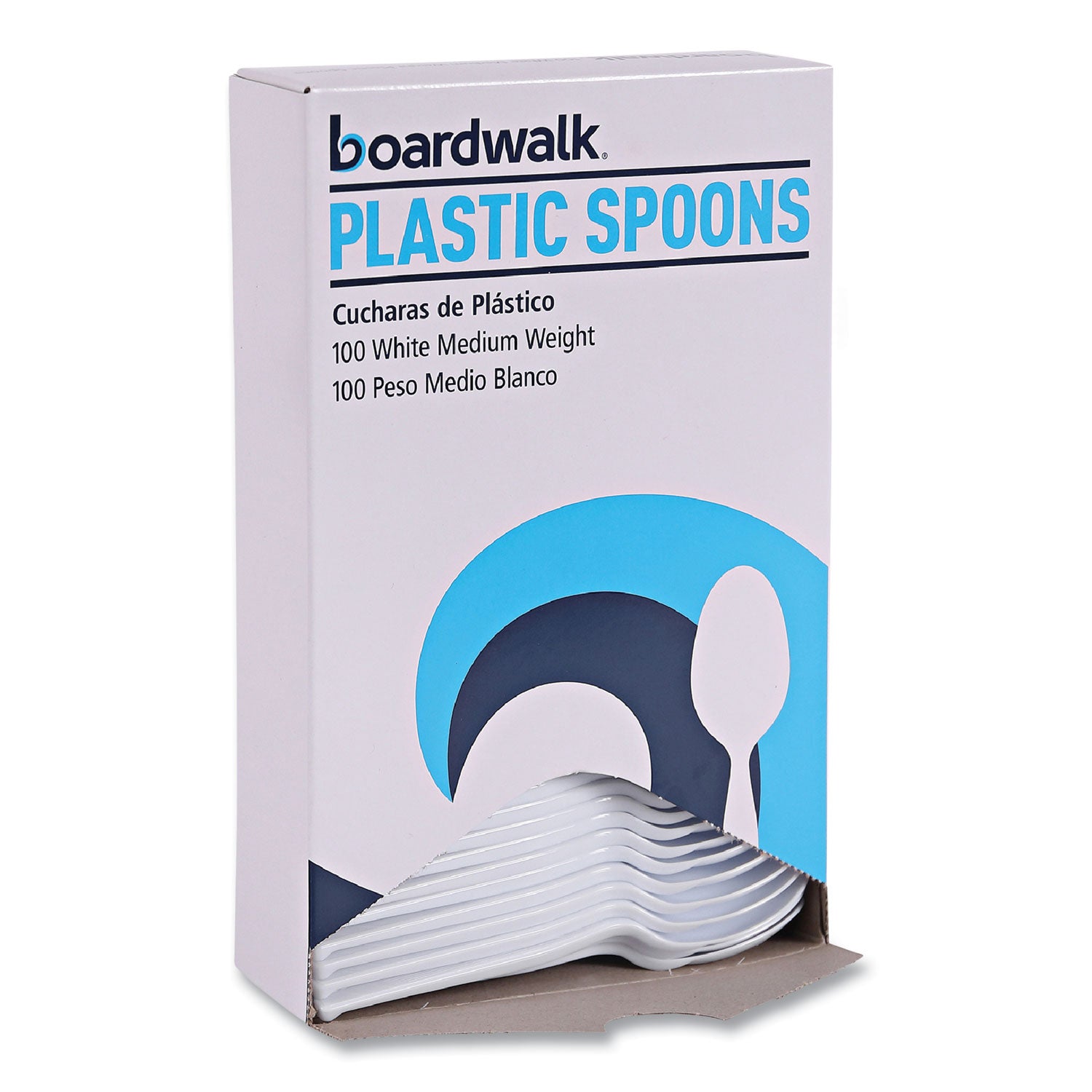 Boardwalk Mediumweight Polystyrene Cutlery, Teaspoon, White, 100/Box (SPOONMWPSBX)