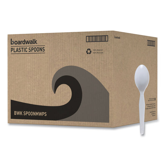 Boardwalk Mediumweight Polystyrene Cutlery, Teaspoon, White, 10 Boxes of 100/Carton (SPOONMWPSCT)