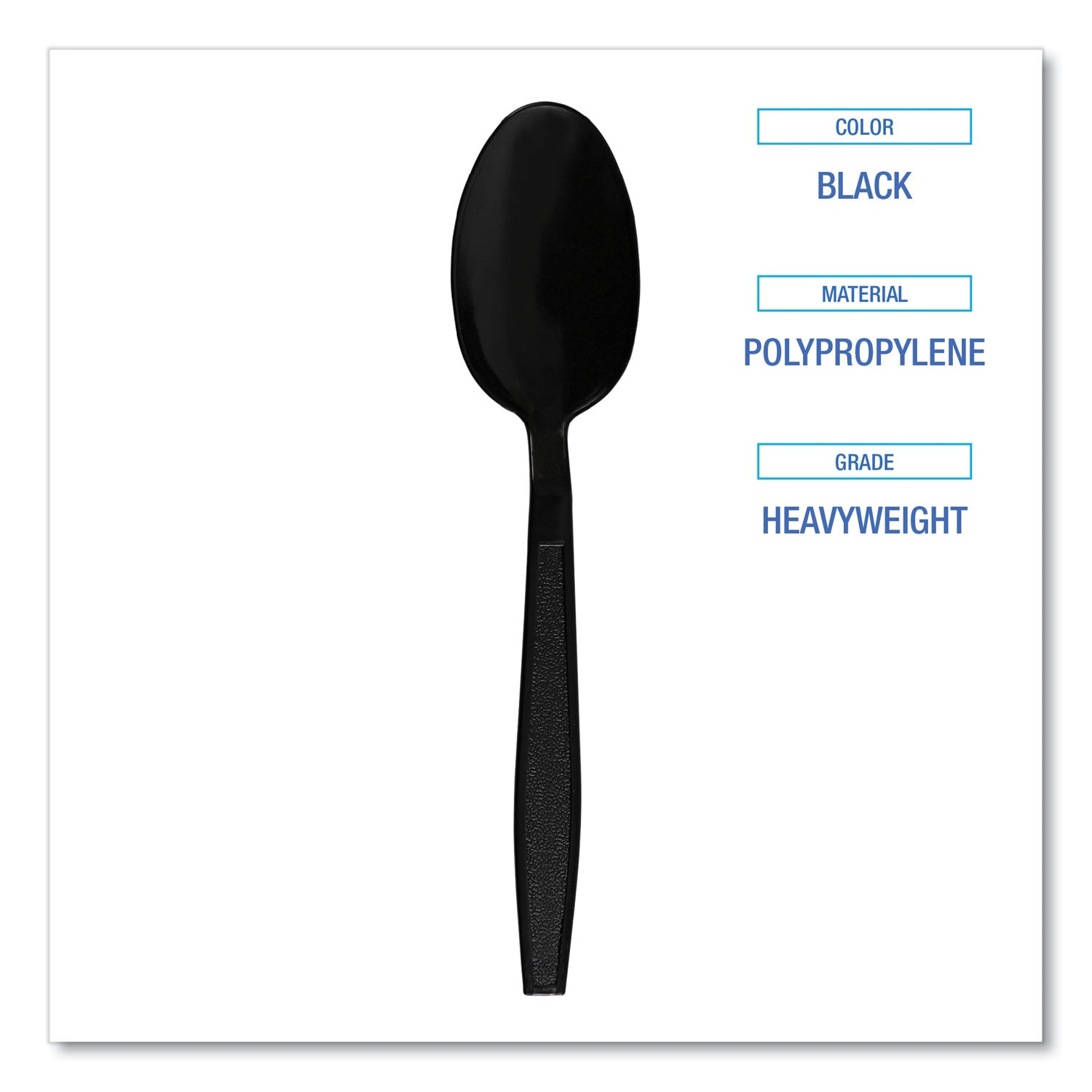 Boardwalk Heavyweight Polypropylene Cutlery, Teaspoon, Black, 1000/Carton (TEAHWPPBLA)