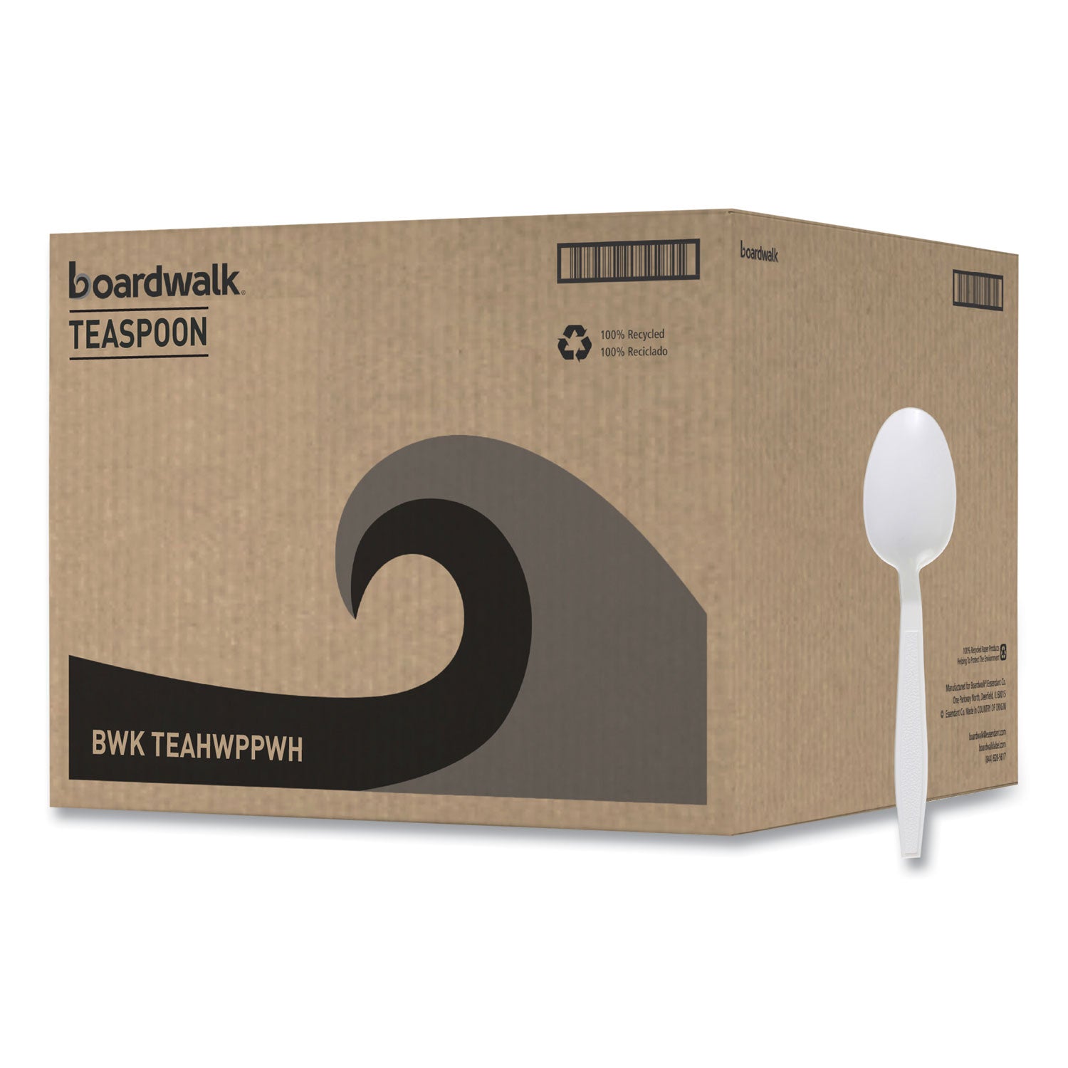 Boardwalk Heavyweight Polypropylene Cutlery, Teaspoon, White, 1000/Carton (TEAHWPPWH)