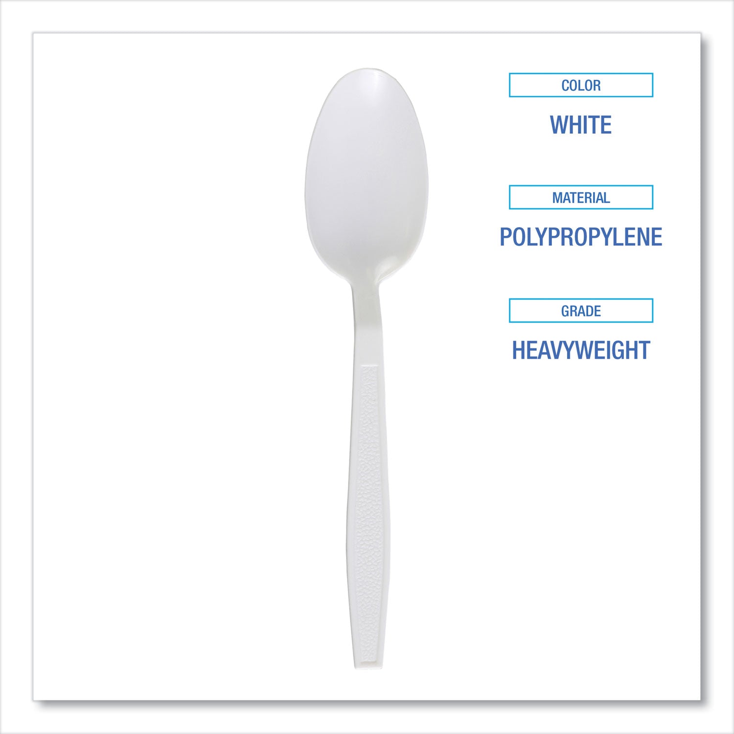 Boardwalk Heavyweight Polypropylene Cutlery, Teaspoon, White, 1000/Carton (TEAHWPPWH)