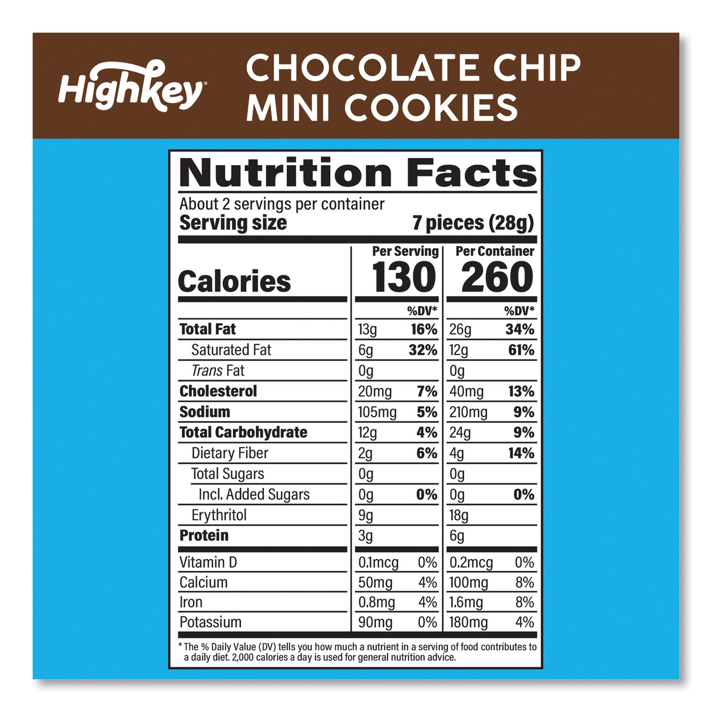 HighKey Chocolate Chip Cookies, 2 oz, Bag, 6/Carton (60000270)