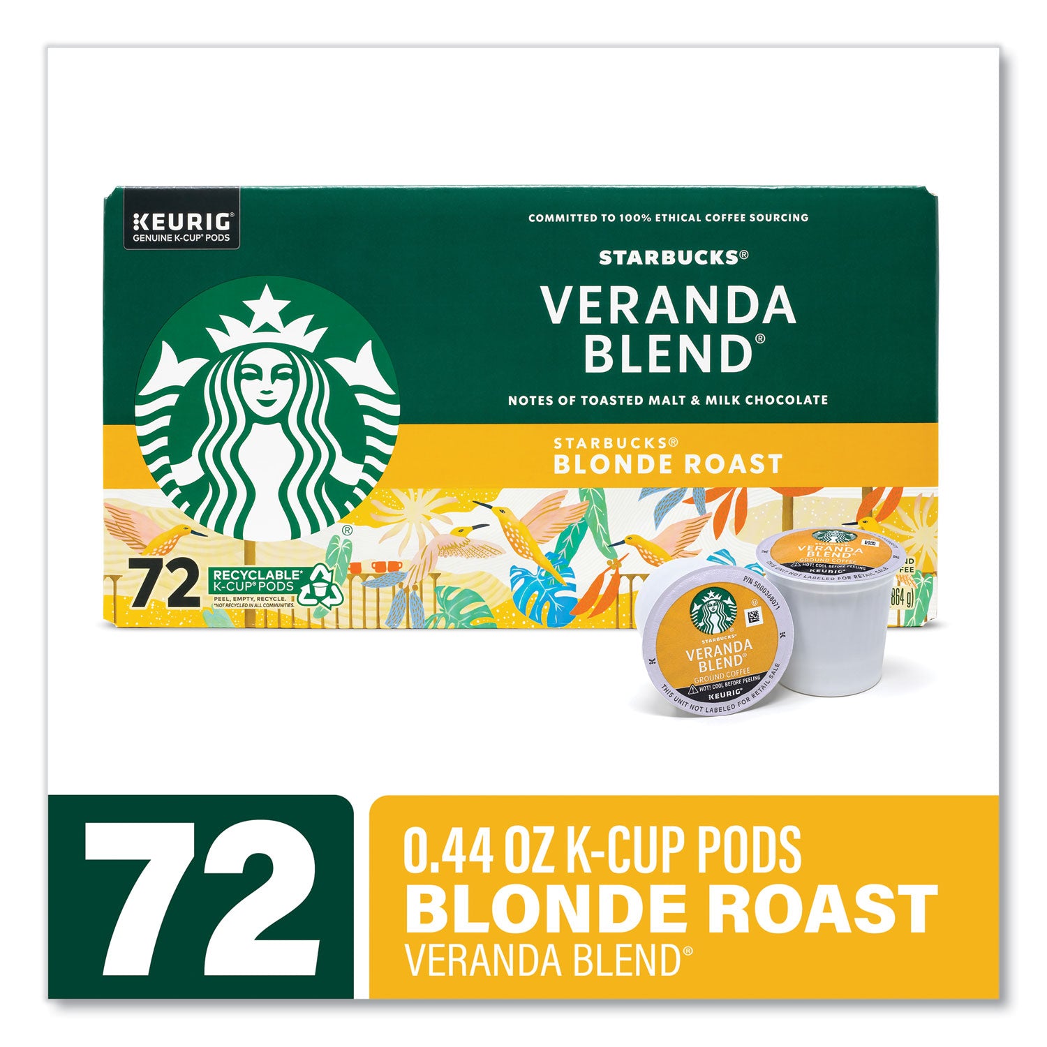 Starbucks Veranda Blend Coffee K-Cups, 72/Carton (22002161)