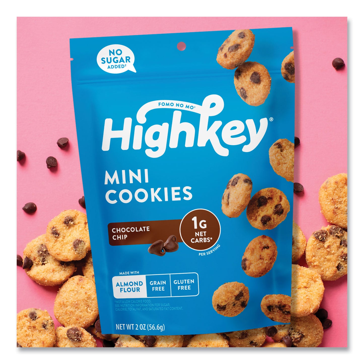 HighKey Chocolate Chip Cookies, 2 oz, Bag, 6/Carton (60000270)