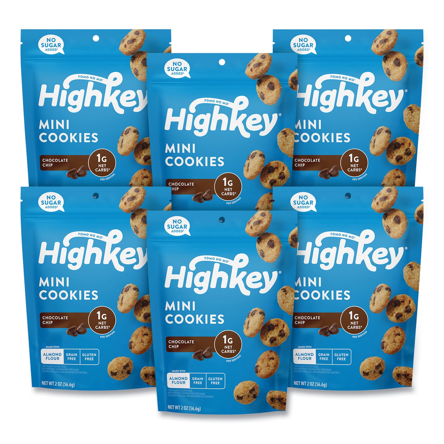 HighKey Chocolate Chip Cookies, 2 oz, Bag, 6/Carton (60000270)