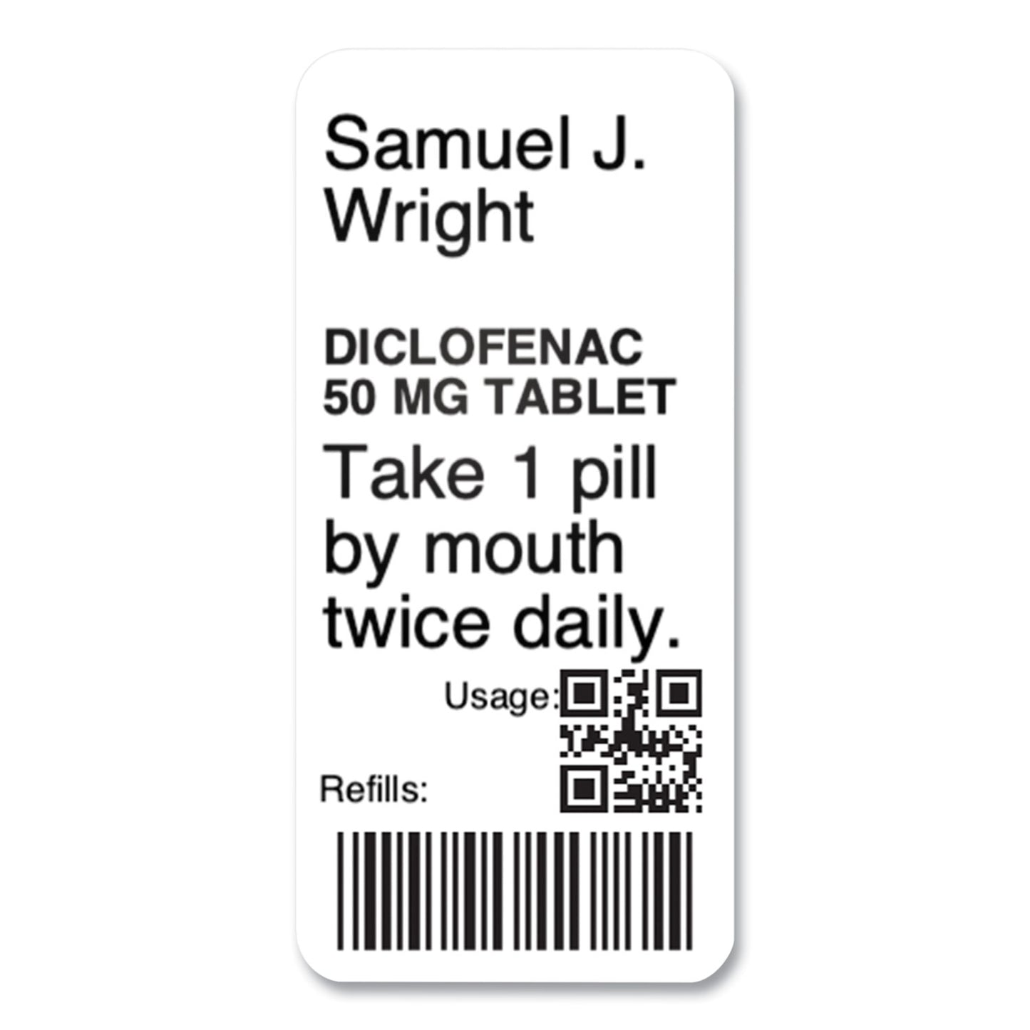 DYMO LW Durable Labels, Medical Prescription Label, 1" x 2.13", White, 500 Labels/Roll (2187918)