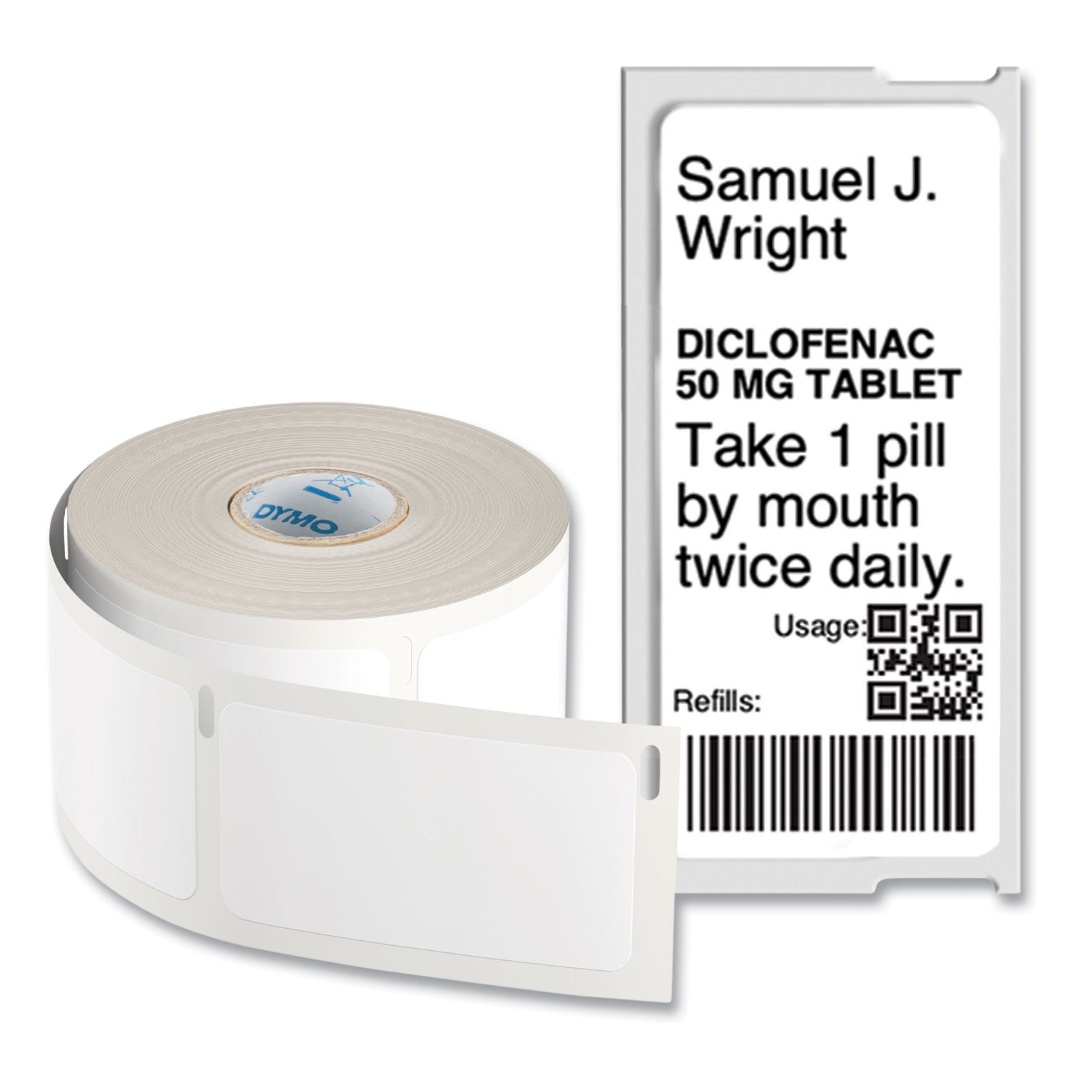 DYMO LW Durable Labels, Medical Prescription Label, 1" x 2.13", White, 500 Labels/Roll (2187918)