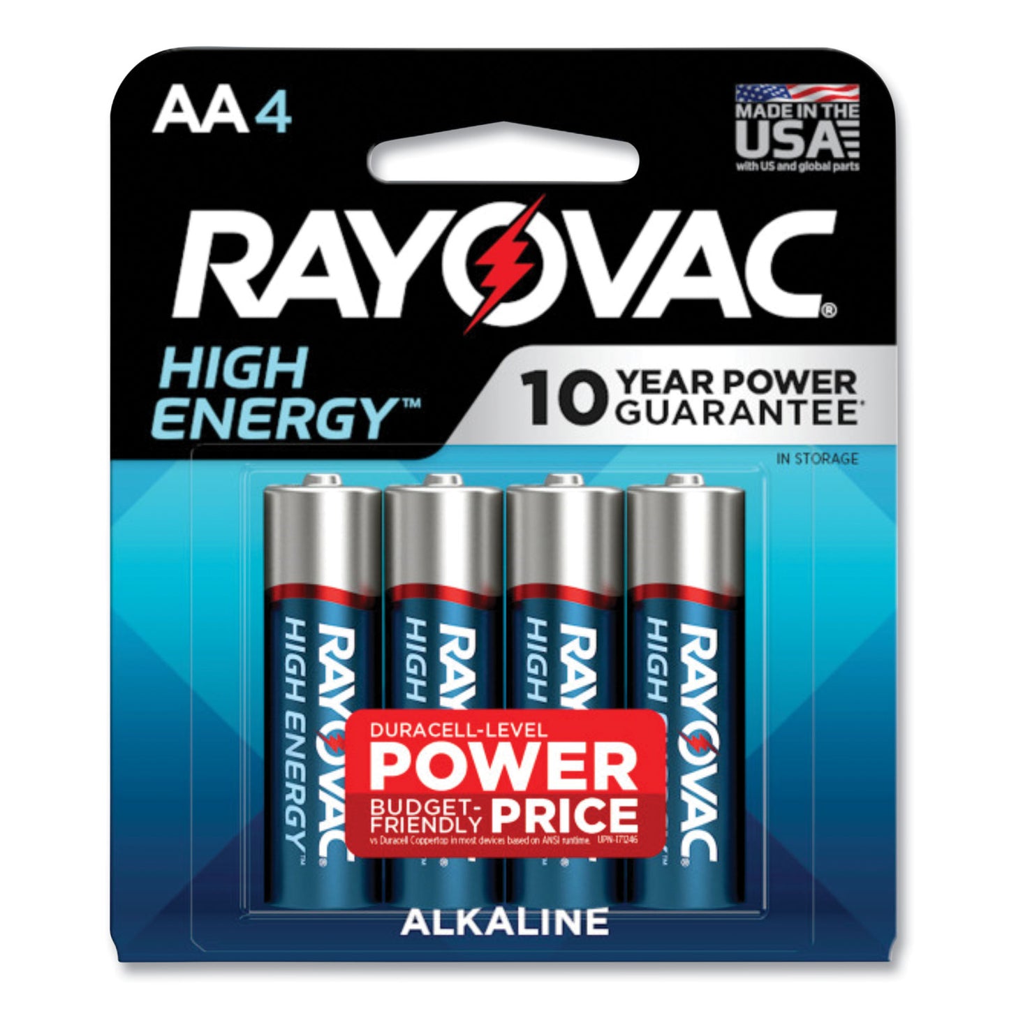 Rayovac High Energy Premium Alkaline AA Batteries, 4/Pack (8154K)