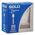 SOLO Impress Heavyweight Full-Length Polystyrene Cutlery, Teaspoon, White, 100/Box (HSWTX0007BX)