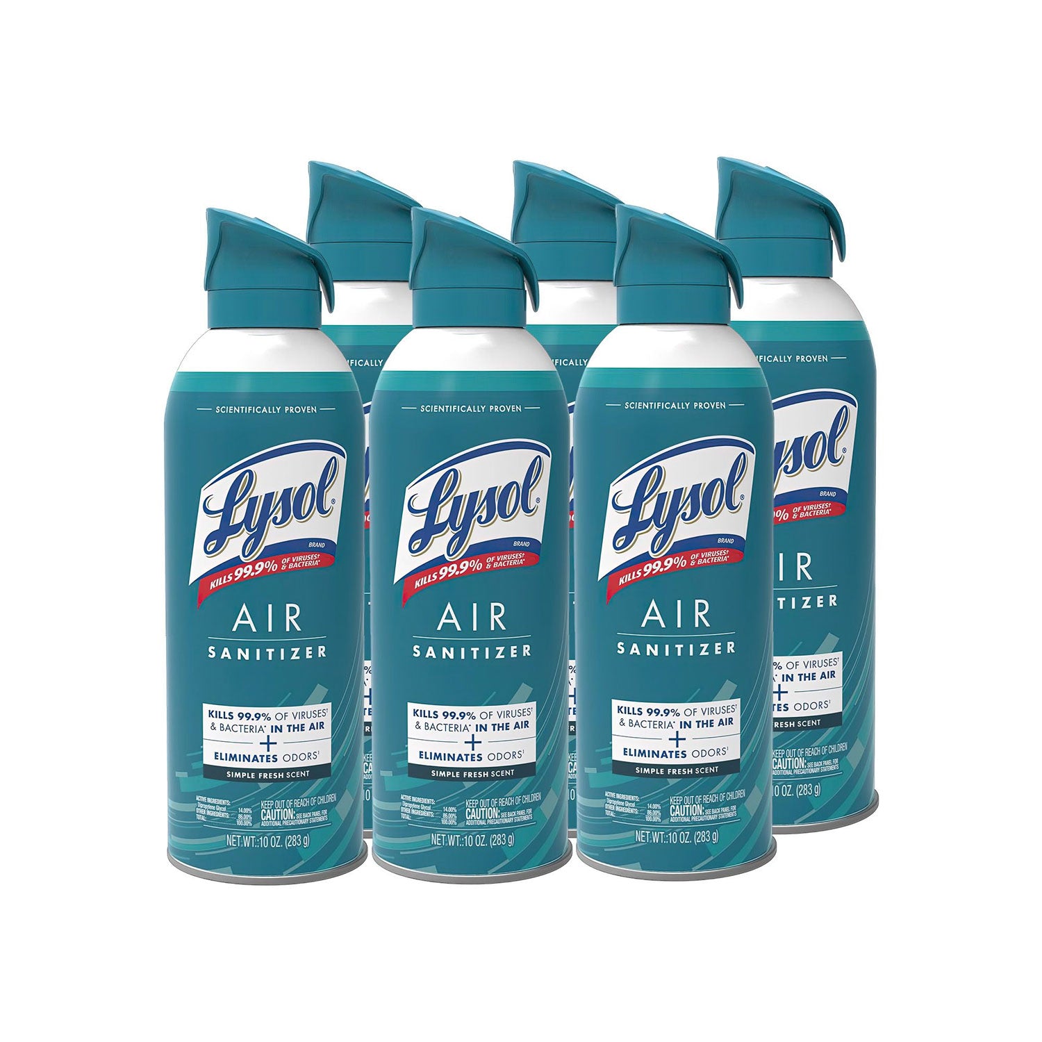 LYSOL Air Sanitizer Spray, Simple Fresh, 10 oz Aerosol Spray, 6/Carton (99350CT)