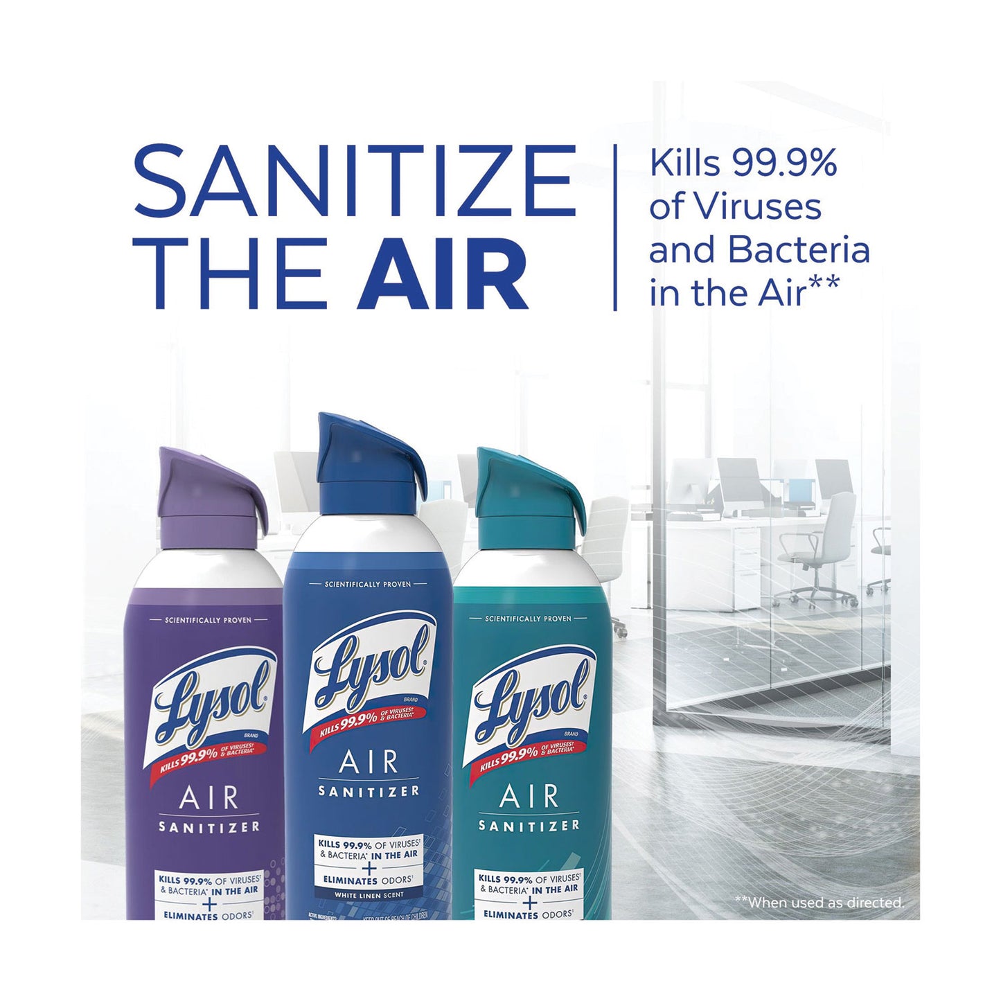 LYSOL Air Sanitizer Spray, Simple Fresh, 10 oz Aerosol Spray, 6/Carton (99350CT)