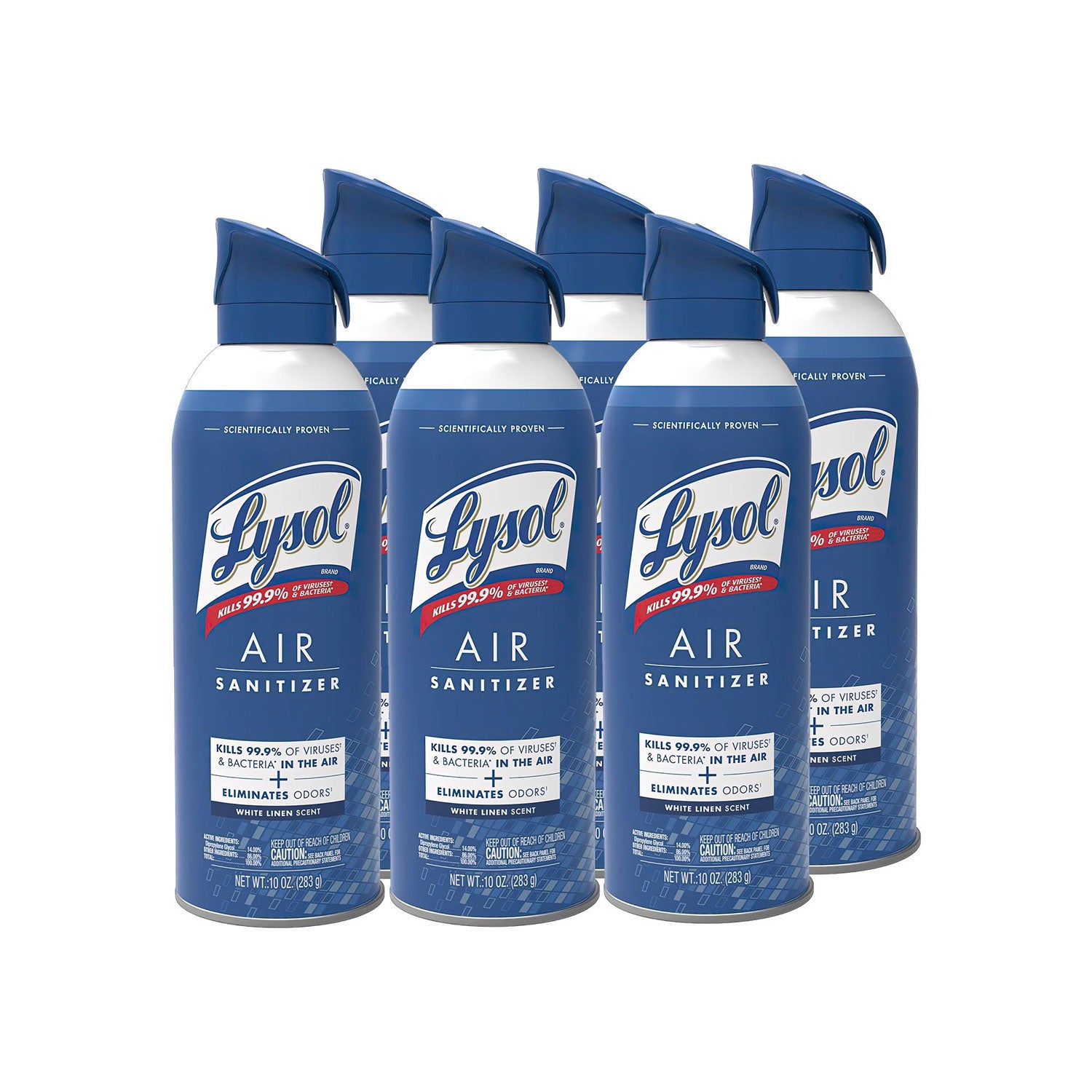 LYSOL Air Sanitizer Spray, White Linen, 10 oz Aerosol Spray, 6/Carton (99351CT)