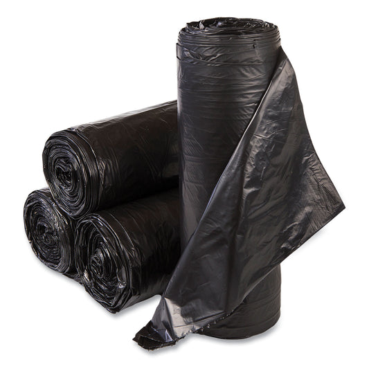 Inteplast Group Institutional Low-Density Can Liners, 30 gal, 0.58 mil, 30" x 36", Black, Interleaved Roll, 25 Bags/Roll, 10 Rolls/Carton (SL3036HVK)