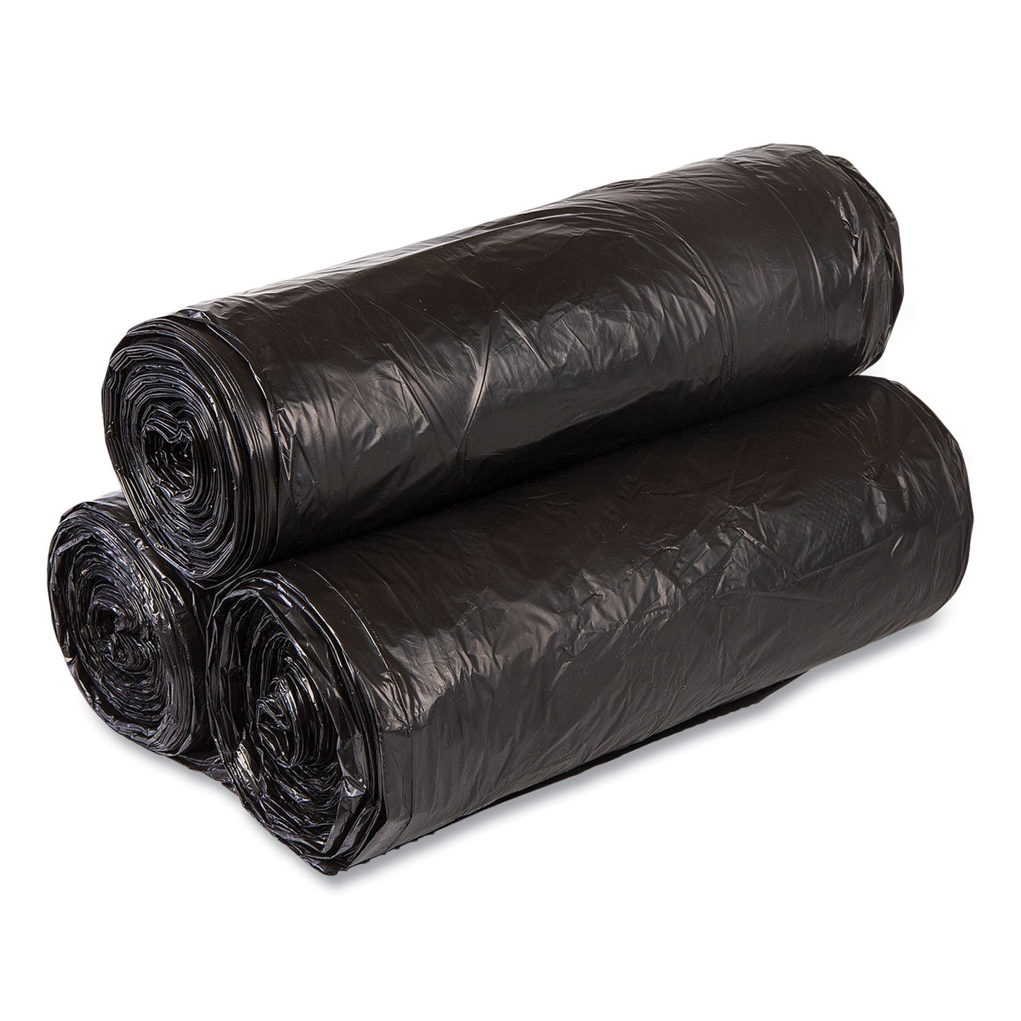 Inteplast Group Institutional Low-Density Can Liners, 30 gal, 0.58 mil, 30" x 36", Black, Interleaved Roll, 25 Bags/Roll, 10 Rolls/Carton (SL3036HVK)