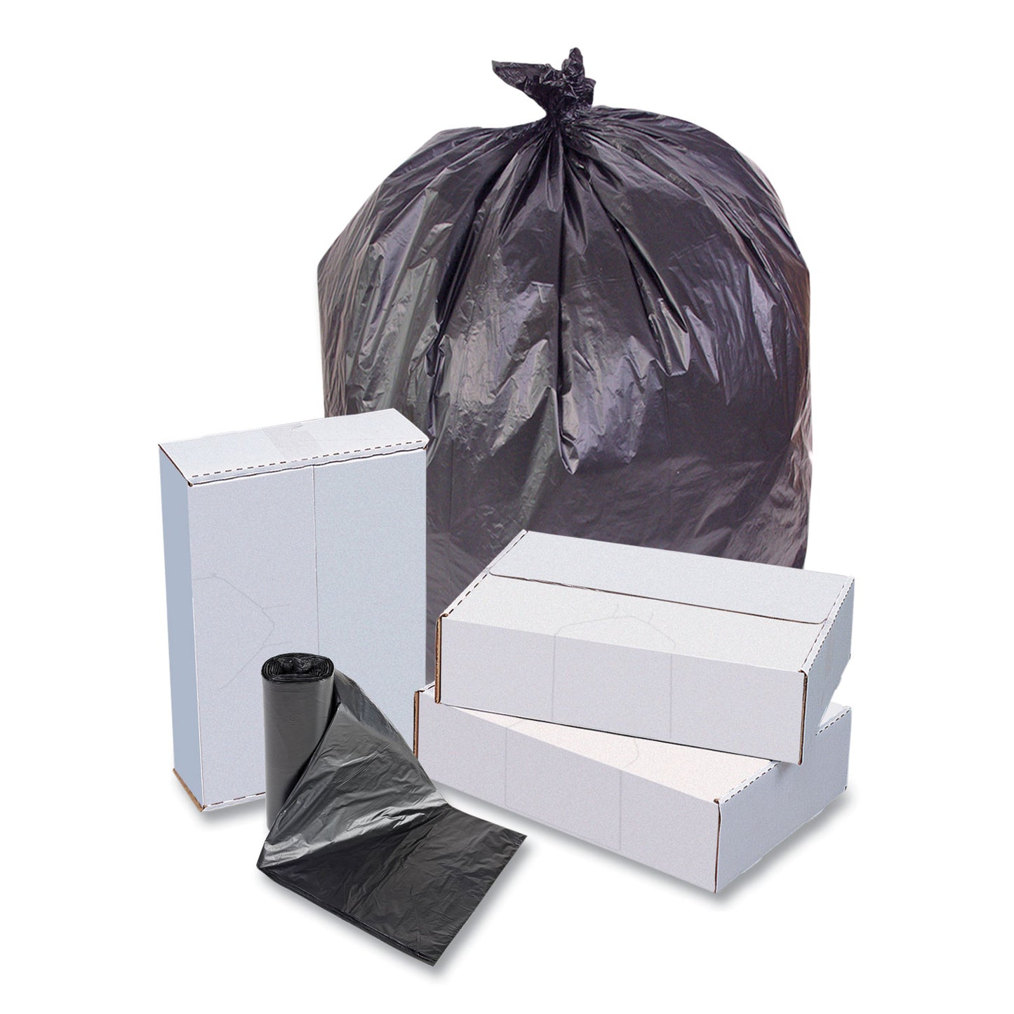 Inteplast Group Institutional Low-Density Can Liners, 30 gal, 0.58 mil, 30" x 36", Black, Interleaved Roll, 25 Bags/Roll, 10 Rolls/Carton (SL3036HVK)