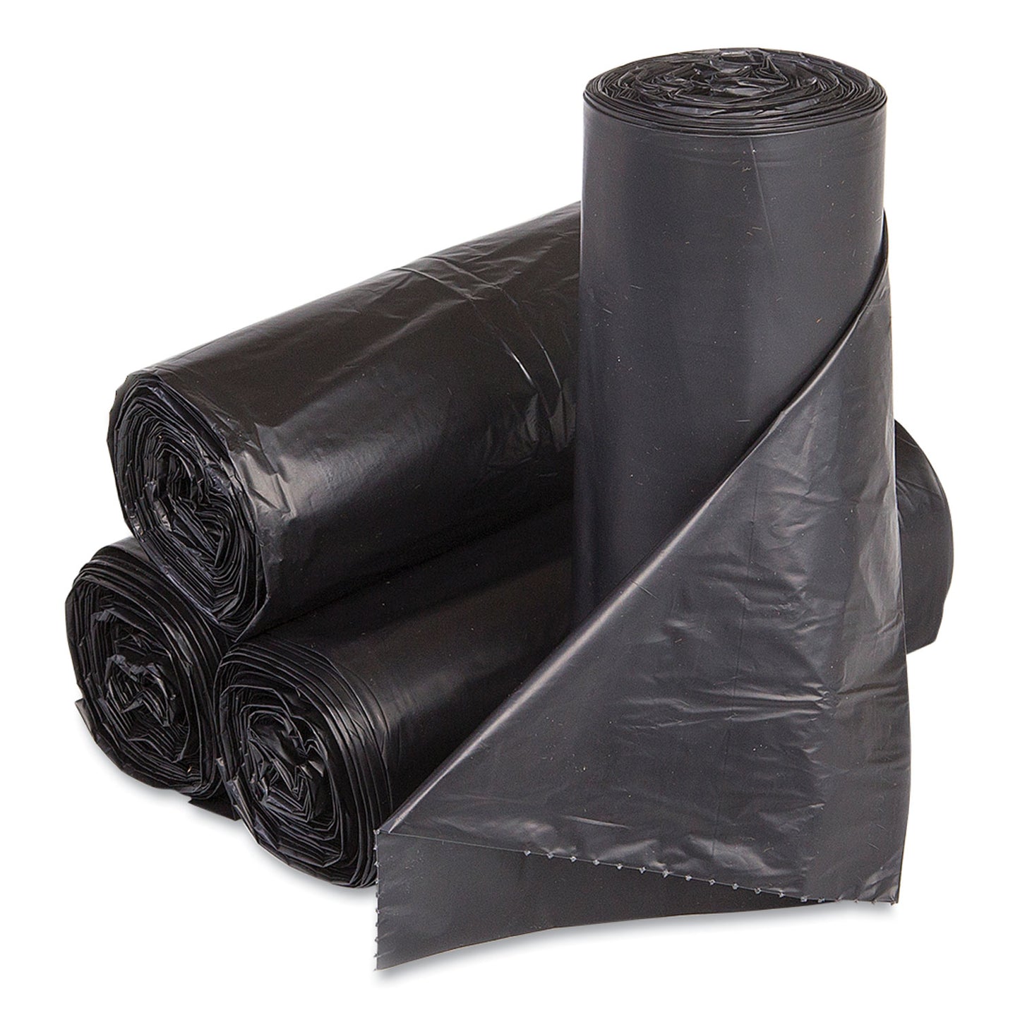 Inteplast Group Low-Density Commercial Can Liners, 30 gal, 0.9 mil, 30" x 36", Black, Interleaved Roll, 25 Bags/Roll, 8 Rolls/Carton (SL3036XPK)