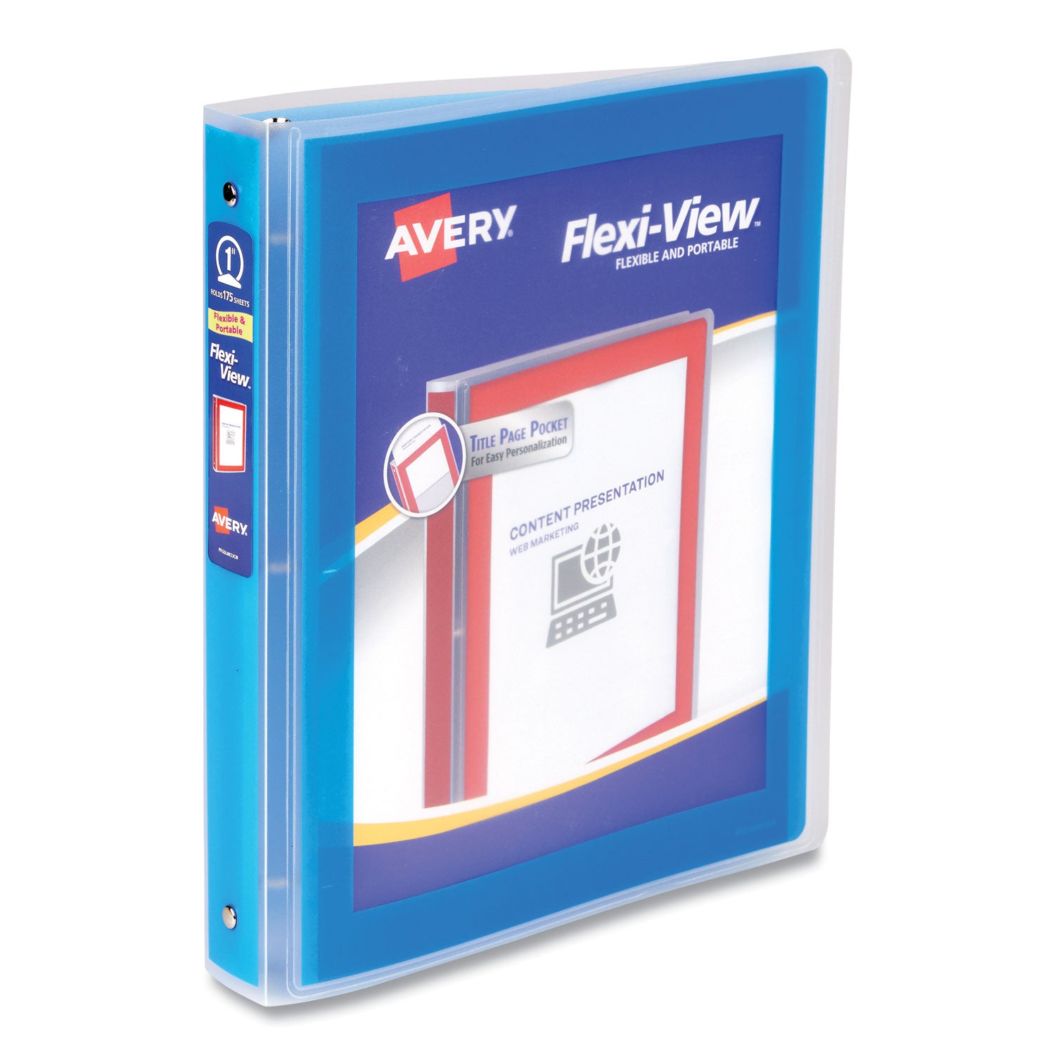 Avery Flexi-View Binder with Round Rings, 3 Rings, 1" Capacity, 11 x 8.5, Blue (17607)