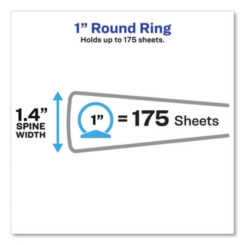 Flexi-View Binder with Round Rings, 3 Rings, 1" Capacity, 11 x 8.5, Green