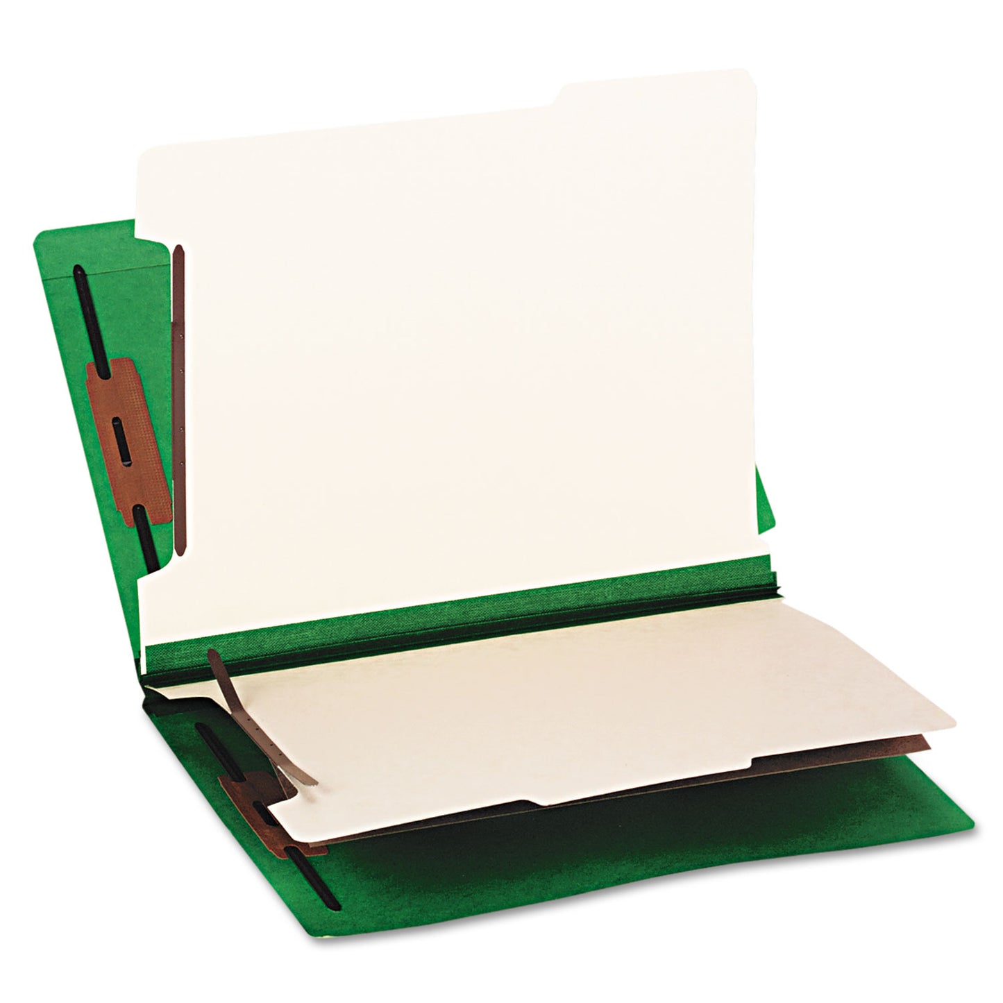 Smead Colored End Tab Classification Folders with Dividers, 2" Expansion, 2 Dividers, 6 Fasteners, Letter Size, Green, 10/Box (26837)