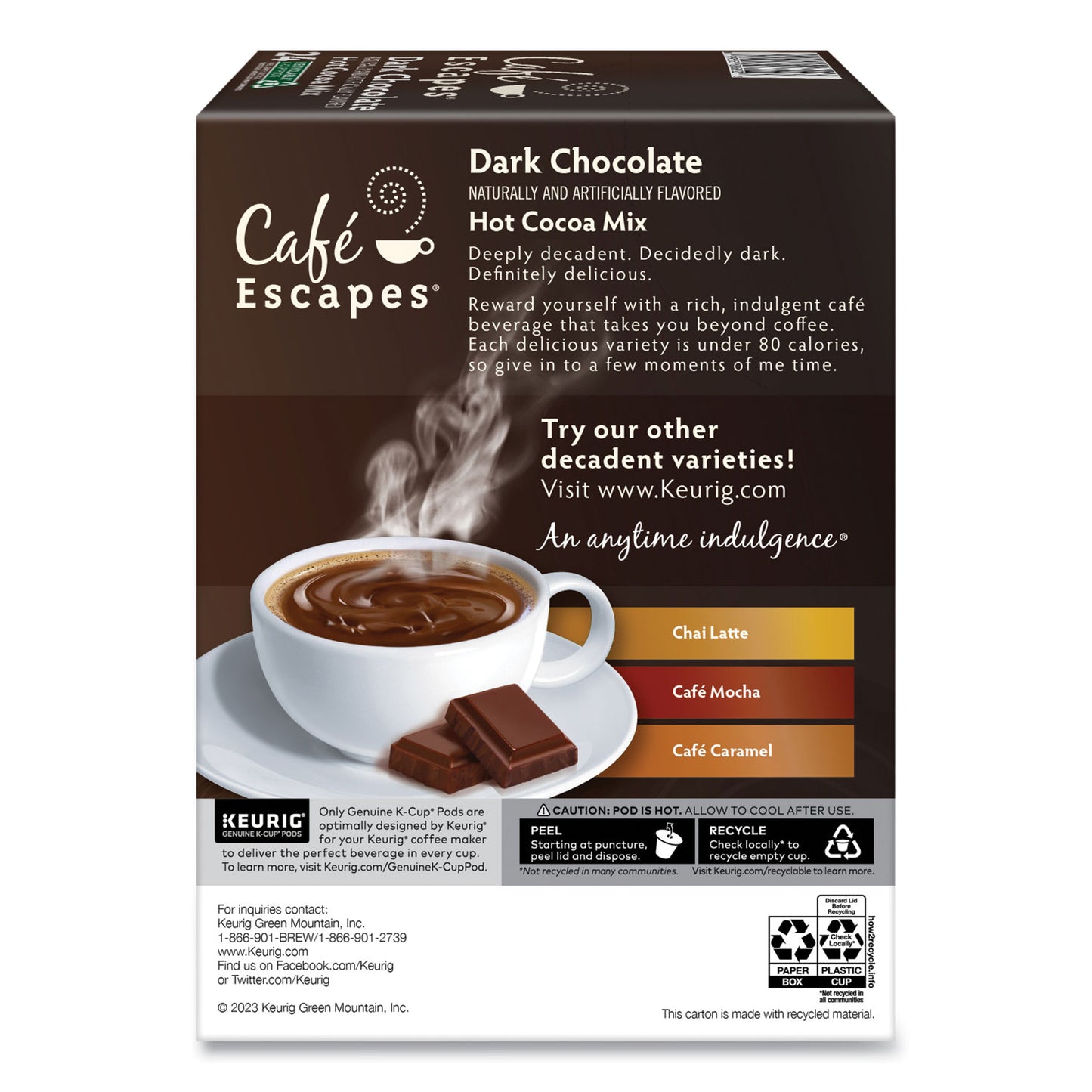 Keurig Dark Chocolate Hot Cocoa K-Cups, 24/Box, 4 Box/Carton (6802CT)