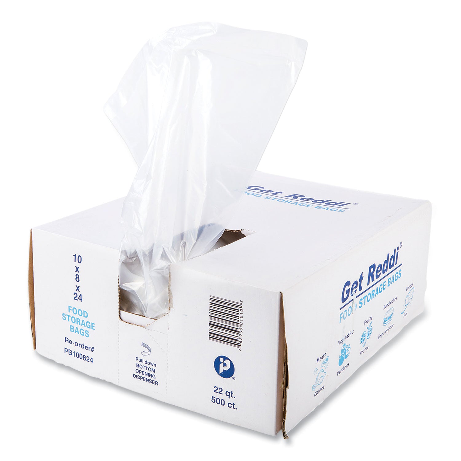 Inteplast Group Food Bags, 5.5 gal, 10" x 8" x 24", Clear, 500/Carton (PB100824)