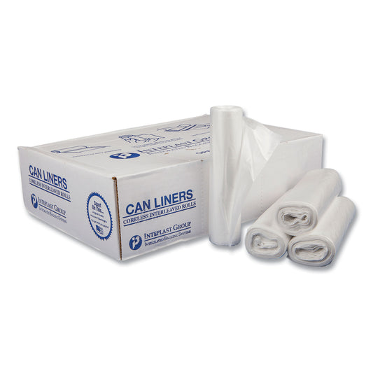 High-density Commercial Can Liner Value Pack, 60 Gal, 12 Mic, 43" X 46", Clear, Interleaved Roll, 25 Bags/roll, 8 Rolls/ct