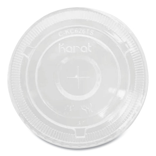 Karat PET Lids, Flat with Straw Slot, Fits 32 oz Cold Cups, Clear 500/Carton (CKC107TS)