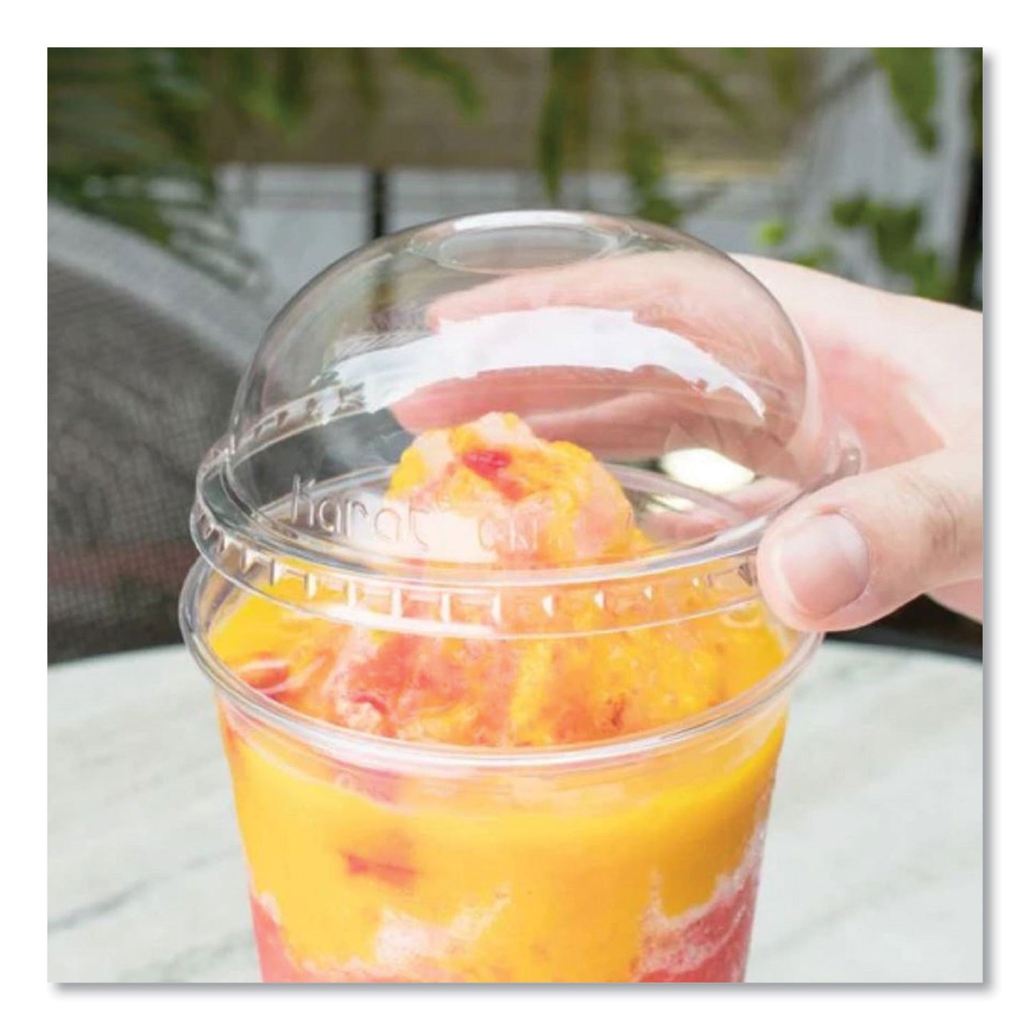Karat PET Lids, Dome Lid, Fits 32 oz Cold Cups, Clear, 500/Carton (CKDL107)