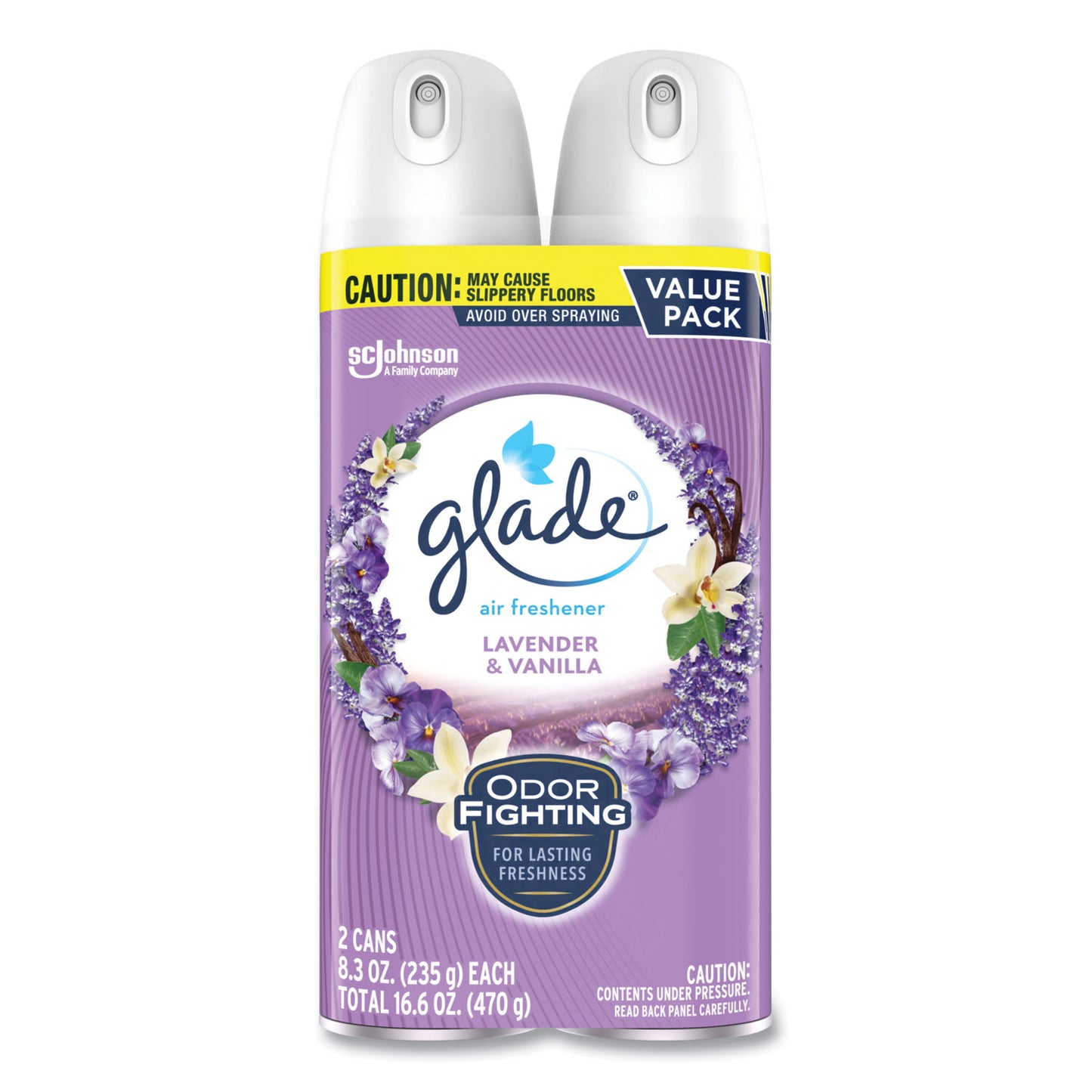 Glade Air Freshener, Lavender & Vanilla, Scent, 8.3 oz Aerosol Spray, 2/Pack, 3 Packs/Carton (357477)