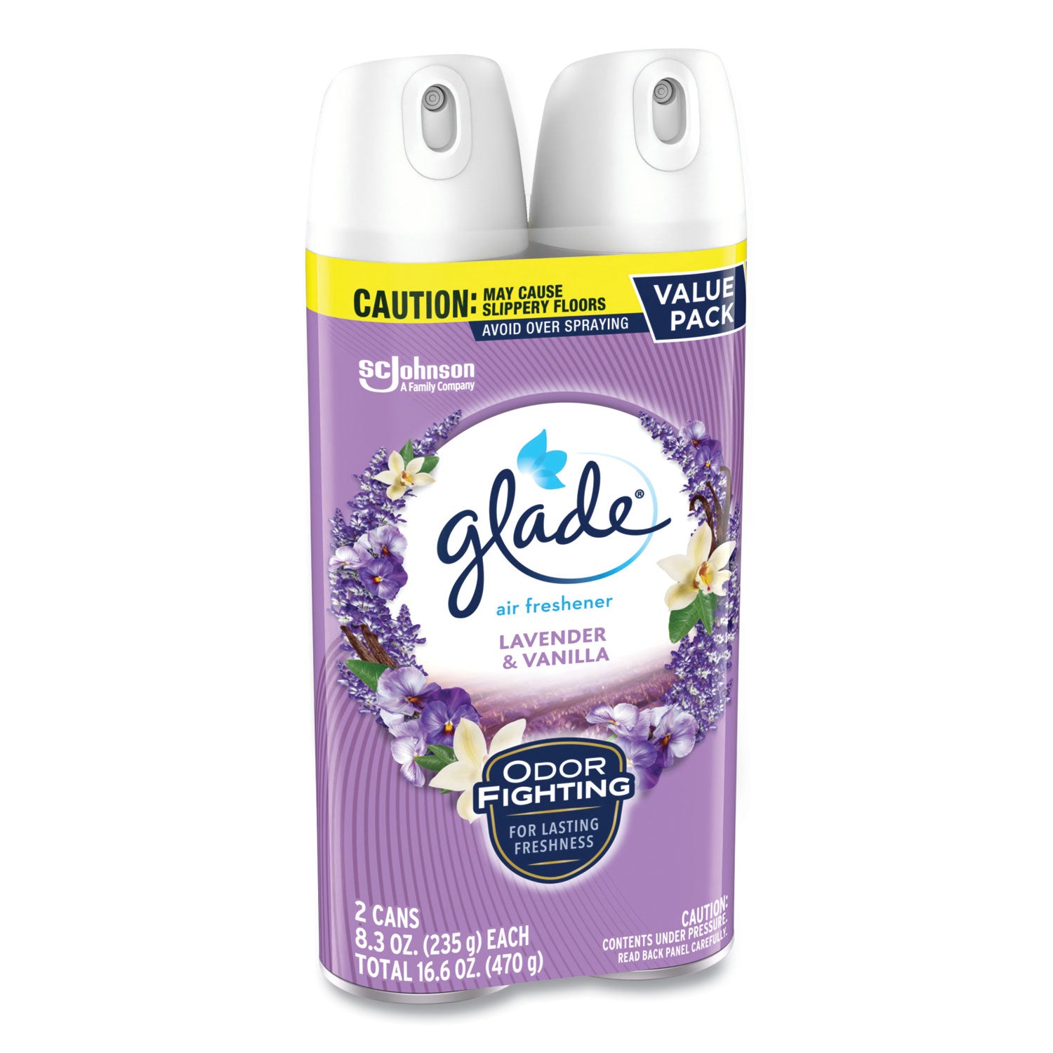 Glade Air Freshener, Lavender & Vanilla, Scent, 8.3 oz Aerosol Spray, 2/Pack, 3 Packs/Carton (357477)