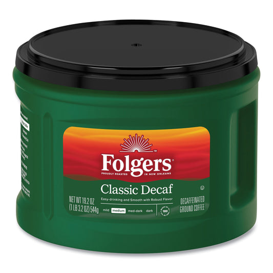 Folgers Coffee, Classic Roast Decaffeinated, Ground, 19.2 oz Can (00374EA)