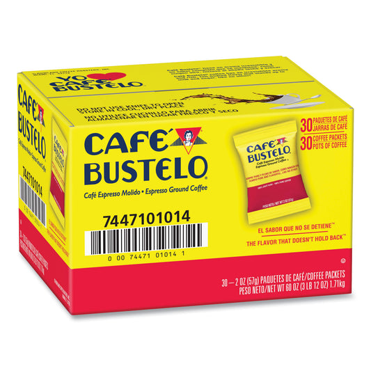 Cafe Bustelo Coffee, Espresso, 2oz Fraction Pack, 30/Carton (01014)