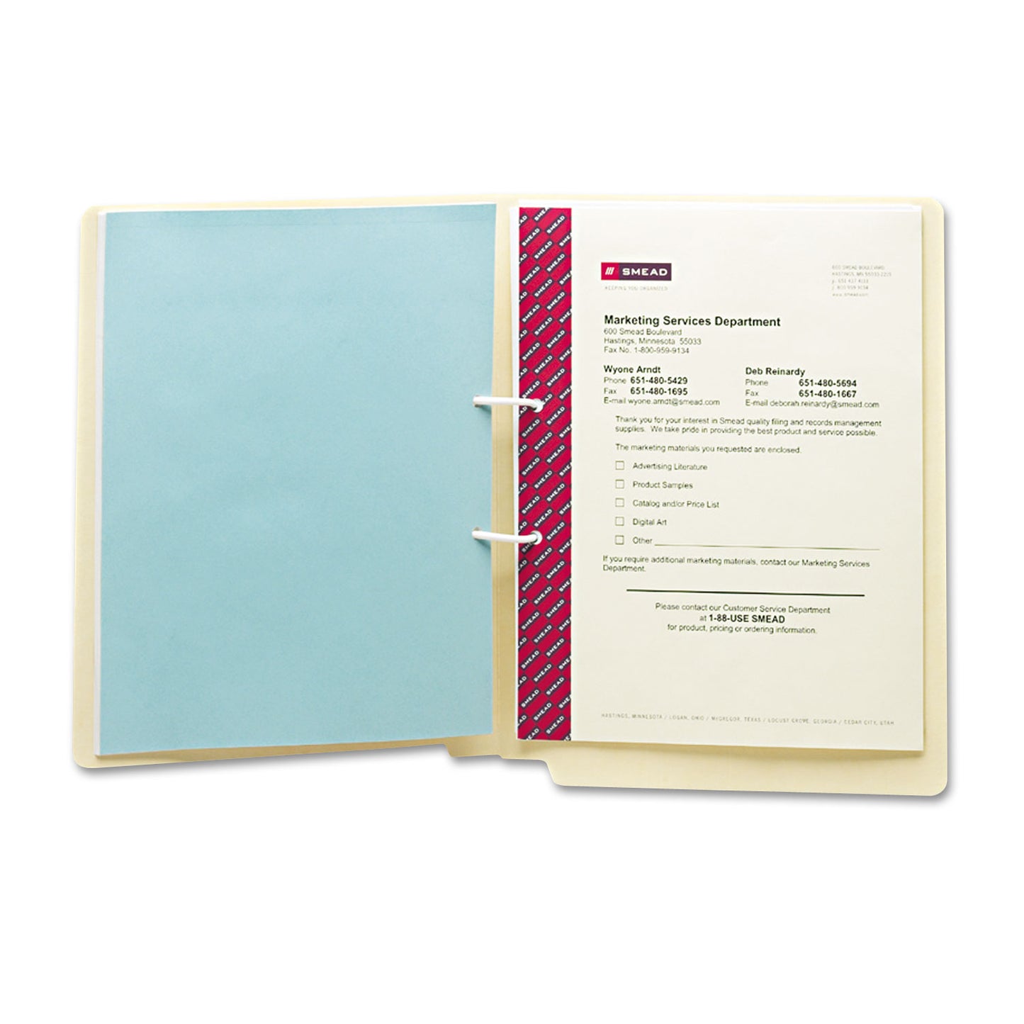 Smead Heavyweight Manila Reinforced End Tab U-Clip Fastener Folders, 0.75" Expansion, 1 Fastener, Letter Size, Manila, 50/Box (34112)