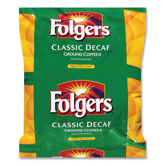 Folgers Coffee Filter Packs, Decaffeinated Classic Roast, 9/10oz, 10/Pack, 4 Packs/Carton (06122)