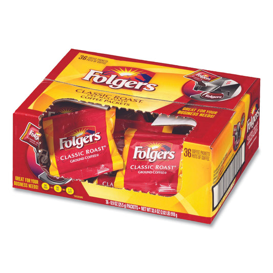 Folgers Coffee, Classic Roast, 0.9 oz Fractional Packs, 36/Carton (06125)