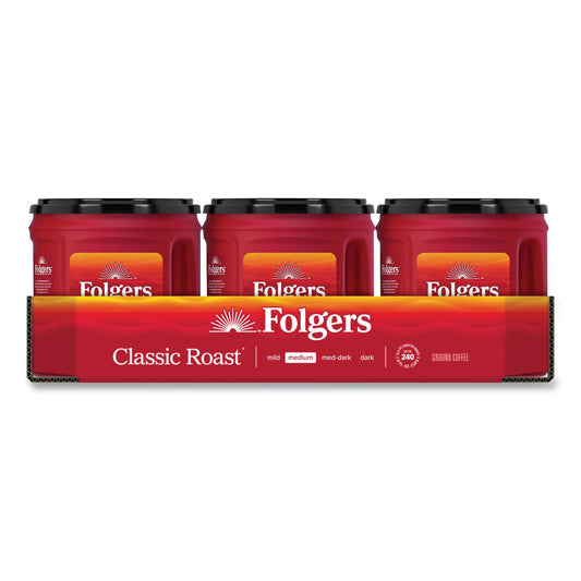 Folgers Coffee, Classic Roast, Ground, 25.9 oz Canister, 6/Carton (20421CT)