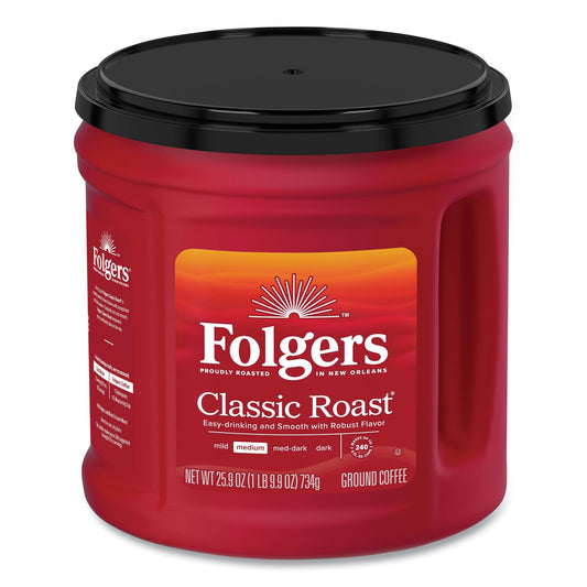 Folgers Coffee, Classic Roast, Ground, 25.9 oz Canister (20421EA)