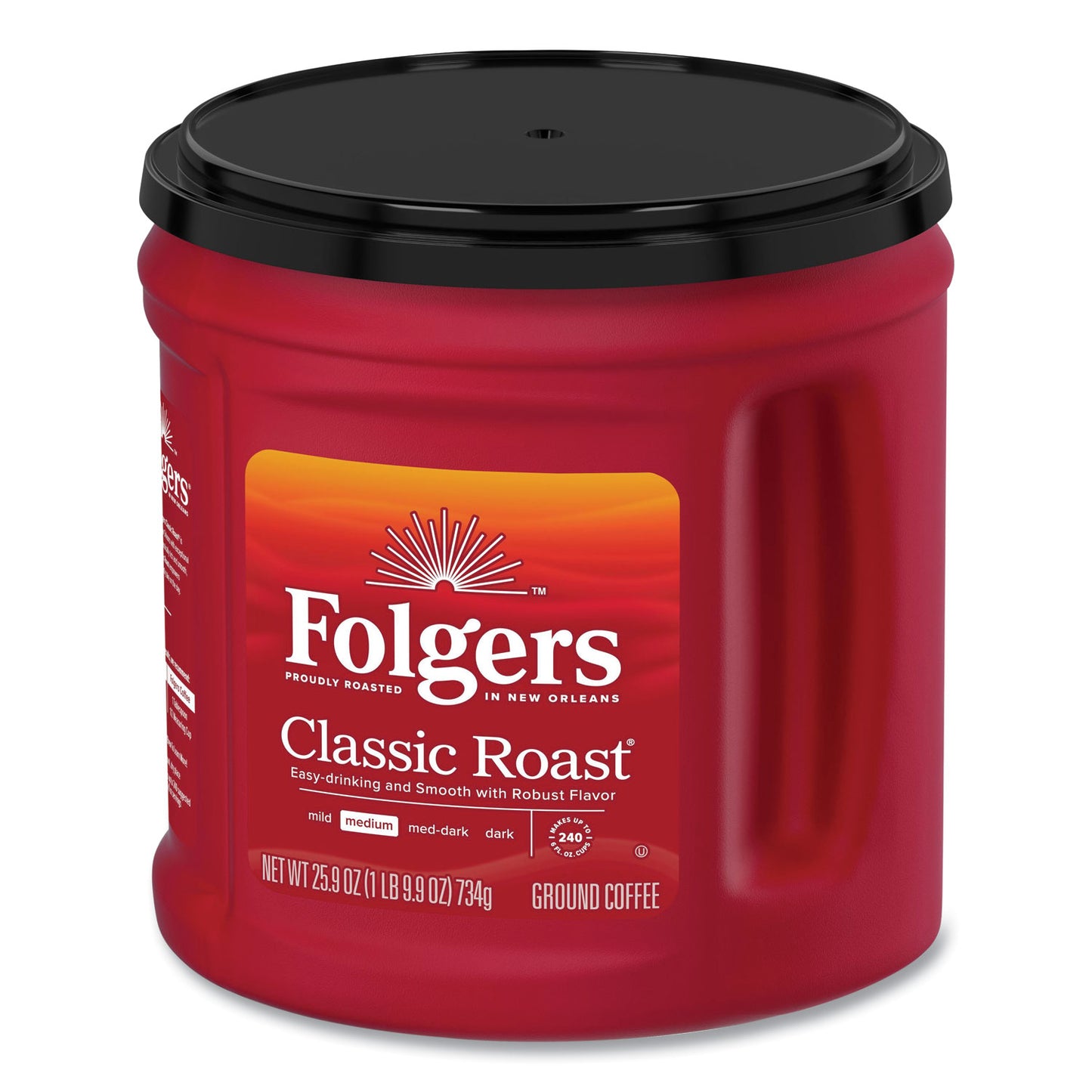 Folgers Coffee, Classic Roast, Ground, 25.9 oz Canister (20421EA)