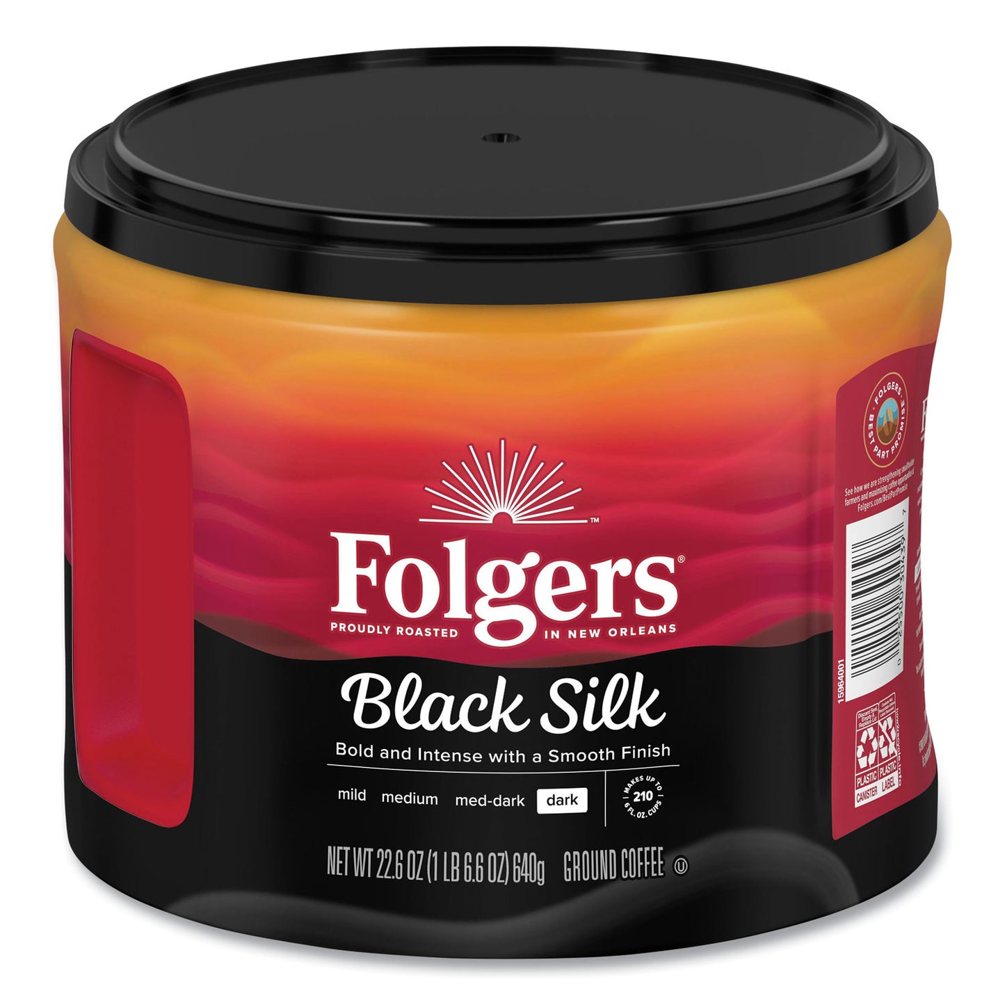 Folgers Coffee, Black Silk, 22.6 oz Canister (20540)