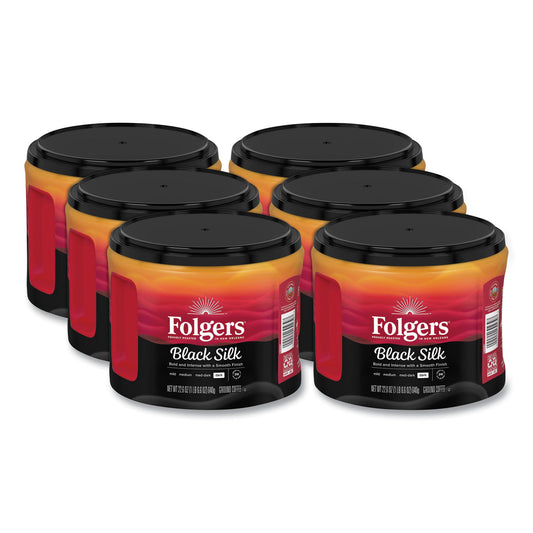 Folgers Coffee, Black Silk, 22.6 oz Canister, 6/Carton (20540CT)