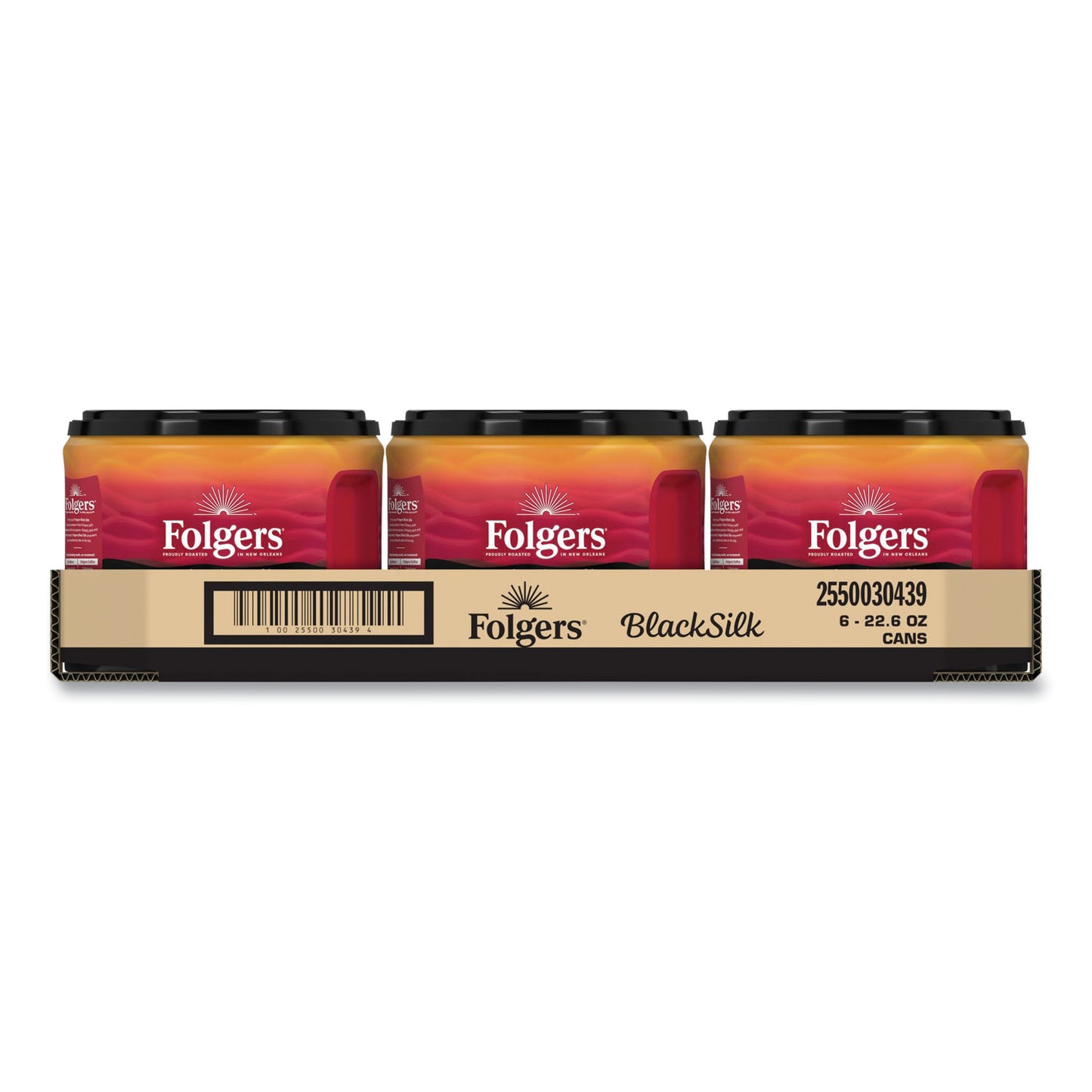 Folgers Coffee, Black Silk, 22.6 oz Canister, 6/Carton (20540CT)