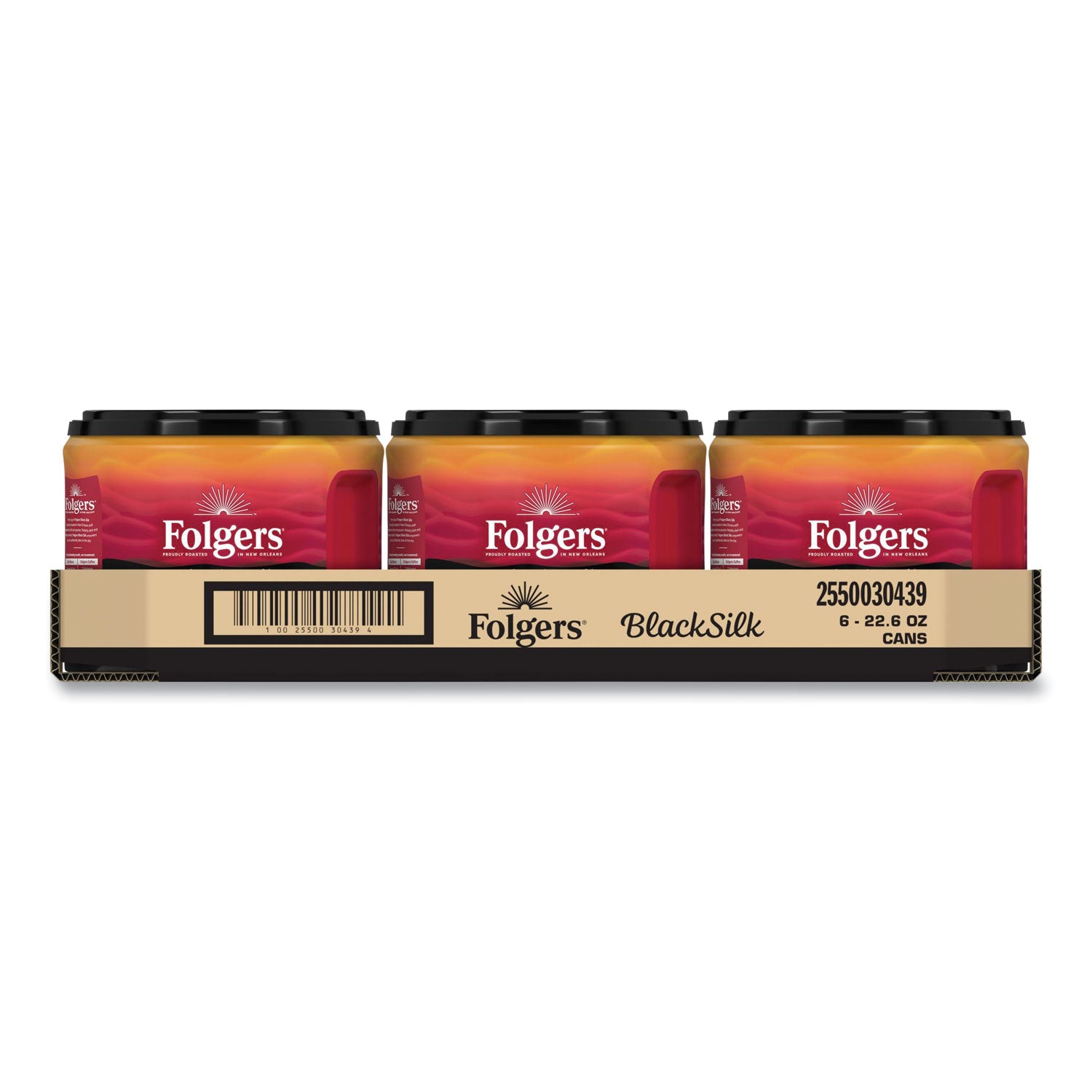 Folgers Coffee, Black Silk, 22.6 oz Canister, 6/Carton (20540CT)