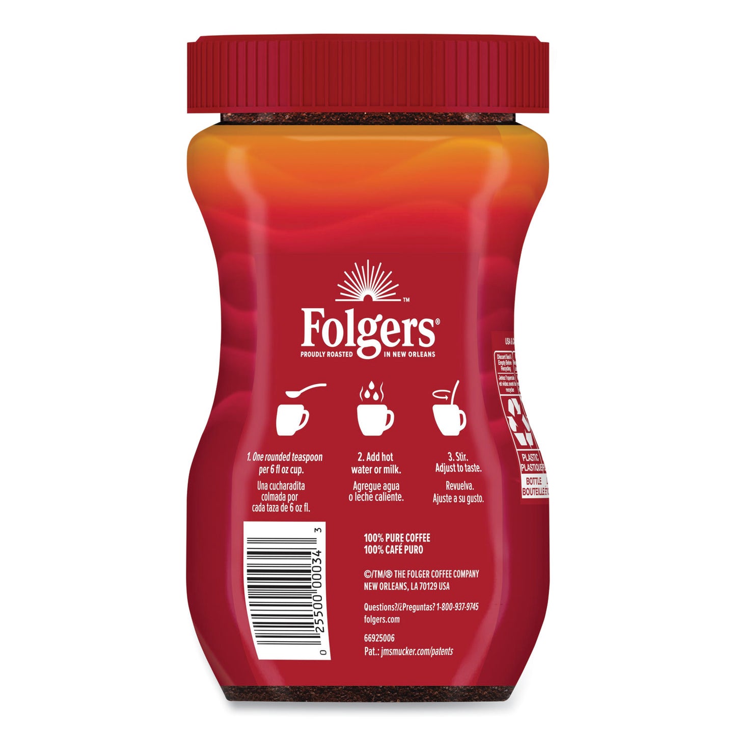 Folgers Instant Coffee Crystals, Classic Roast, 8 oz Jar, Medium (20629)