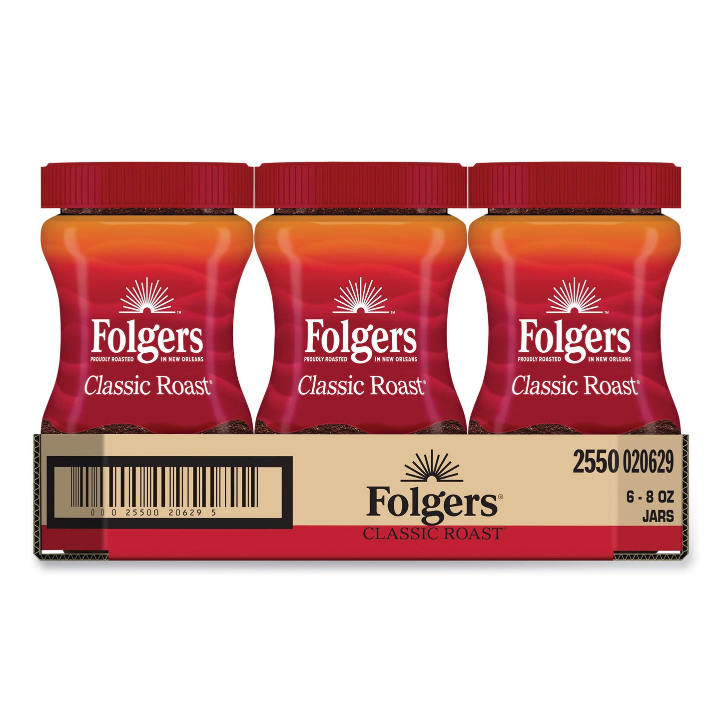 Folgers Instant Coffee Crystals, Classic Roast, 8 oz Jar, Medium (20629)