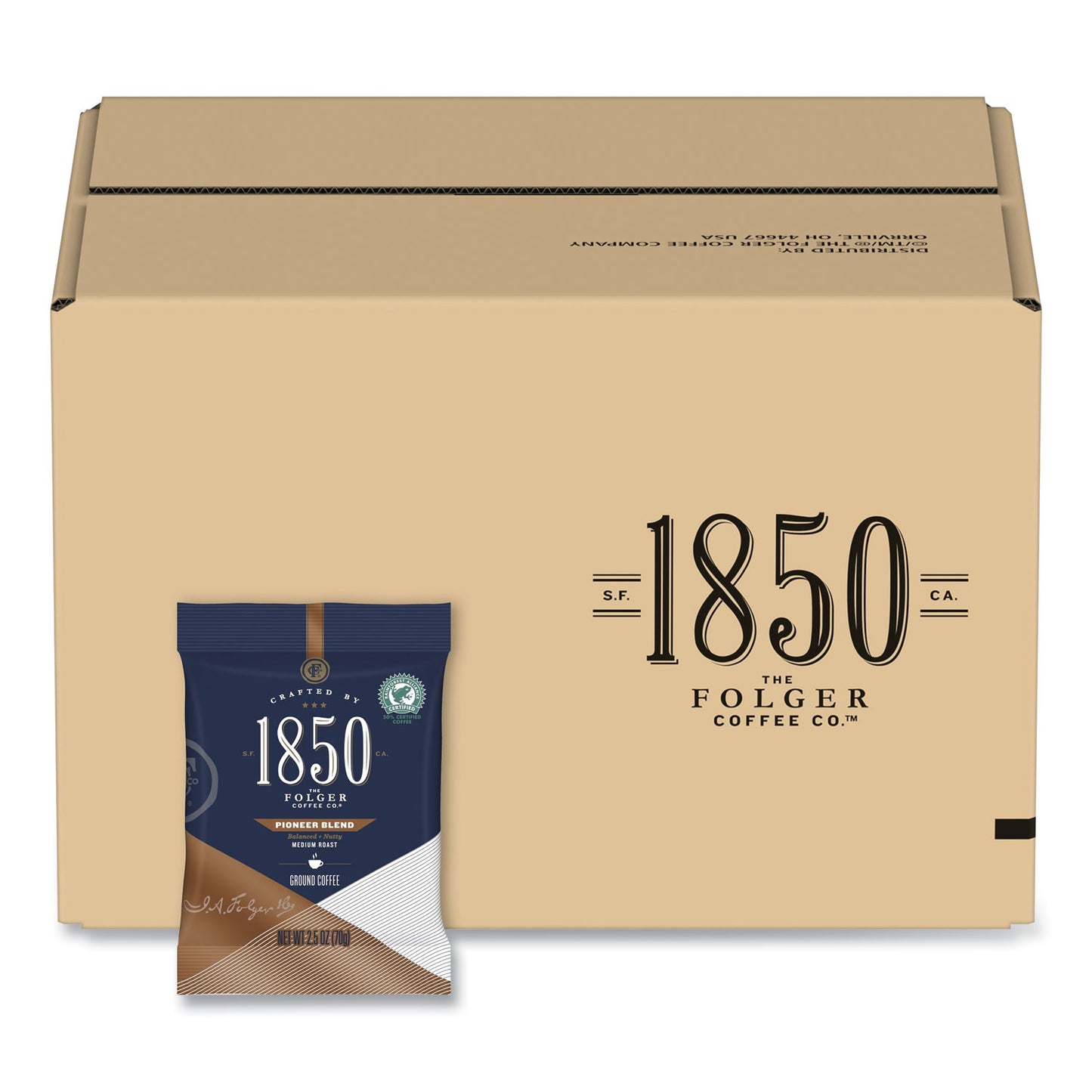 1850 Coffee Fraction Packs, Pioneer Blend, Medium Roast, 2.5 oz Pack, 24 Packs/Carton (21511)