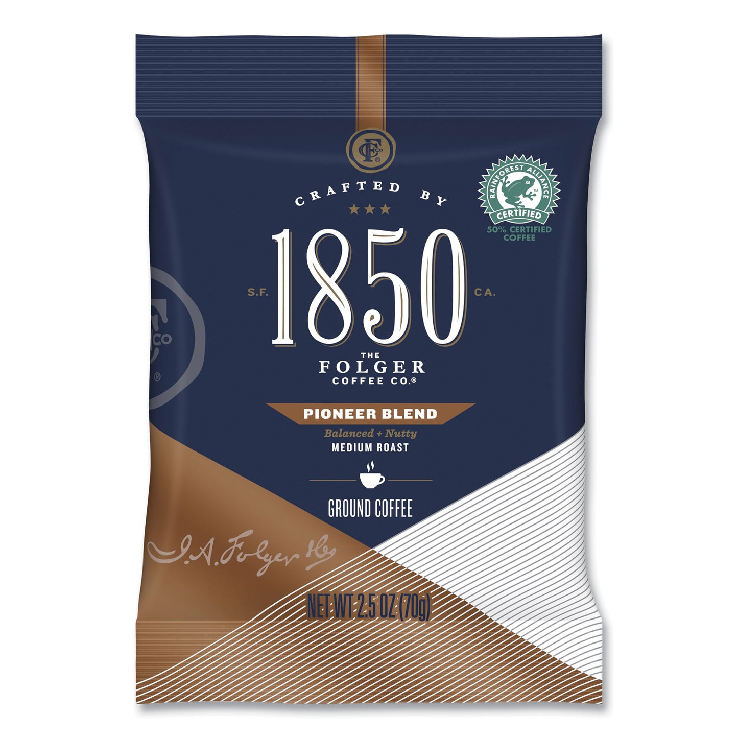 1850 Coffee Fraction Packs, Pioneer Blend, Medium Roast, 2.5 oz Pack, 24 Packs/Carton (21511)