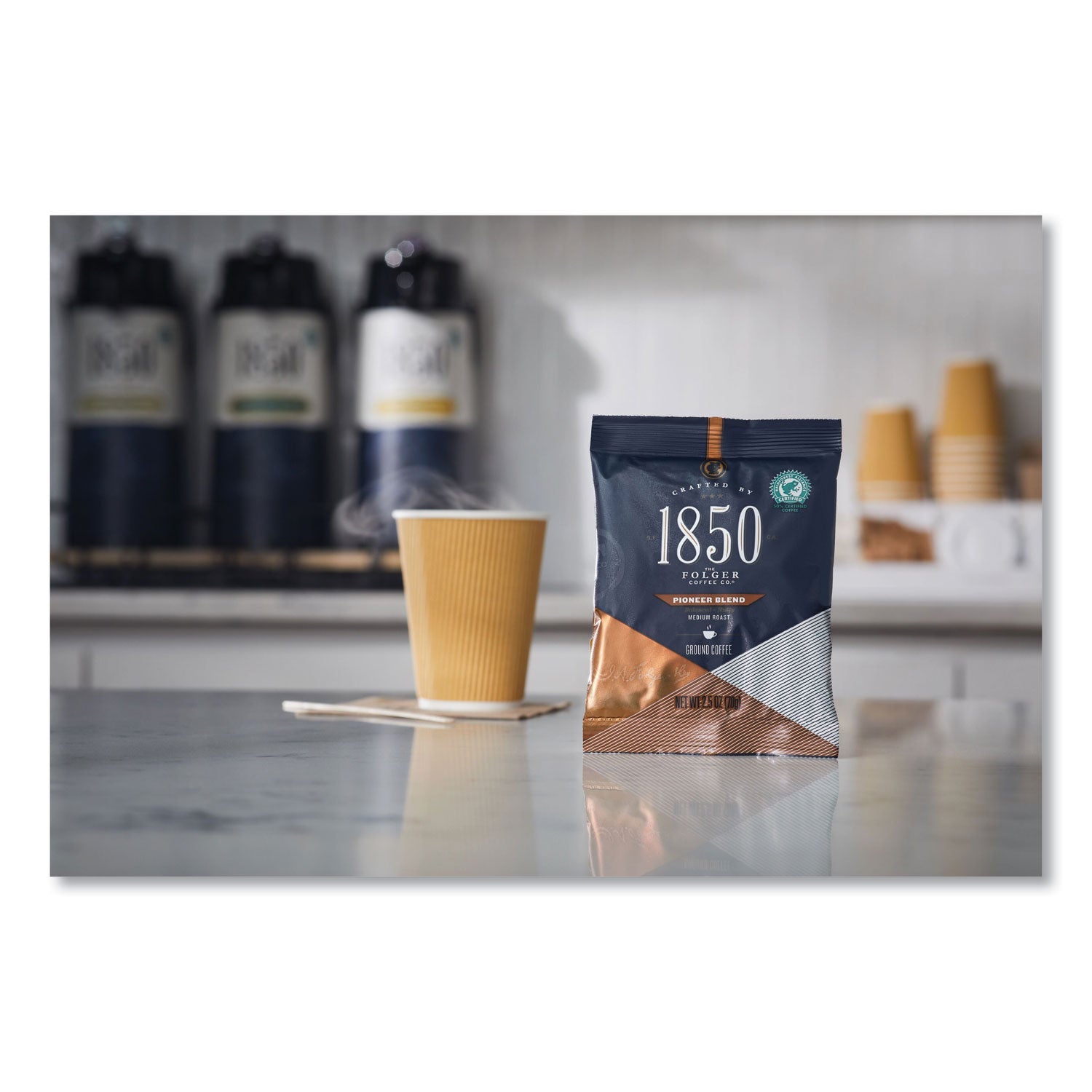 1850 Coffee Fraction Packs, Pioneer Blend, Medium Roast, 2.5 oz Pack, 24 Packs/Carton (21511)