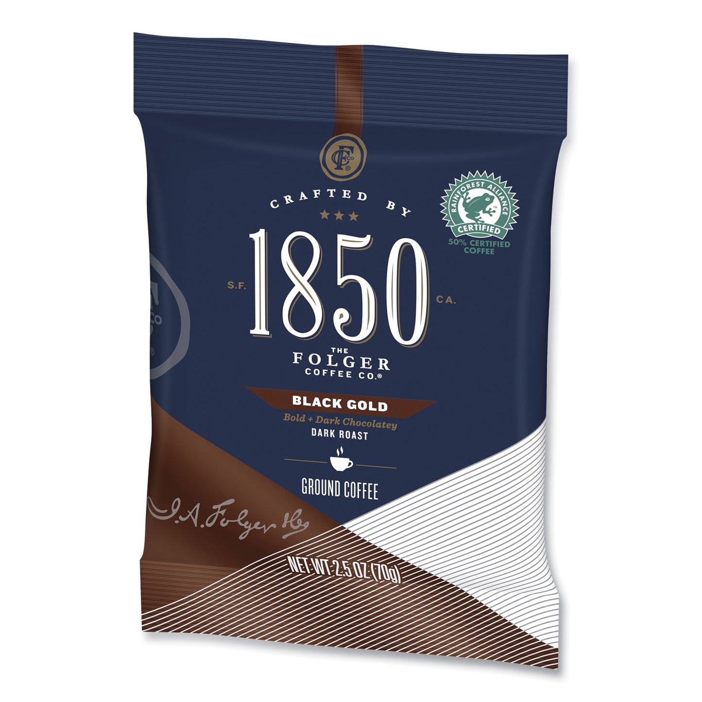 1850 Coffee Fraction Packs, Black Gold, Dark Roast, 2.5 oz Pack, 24 Packs/Carton (21512)