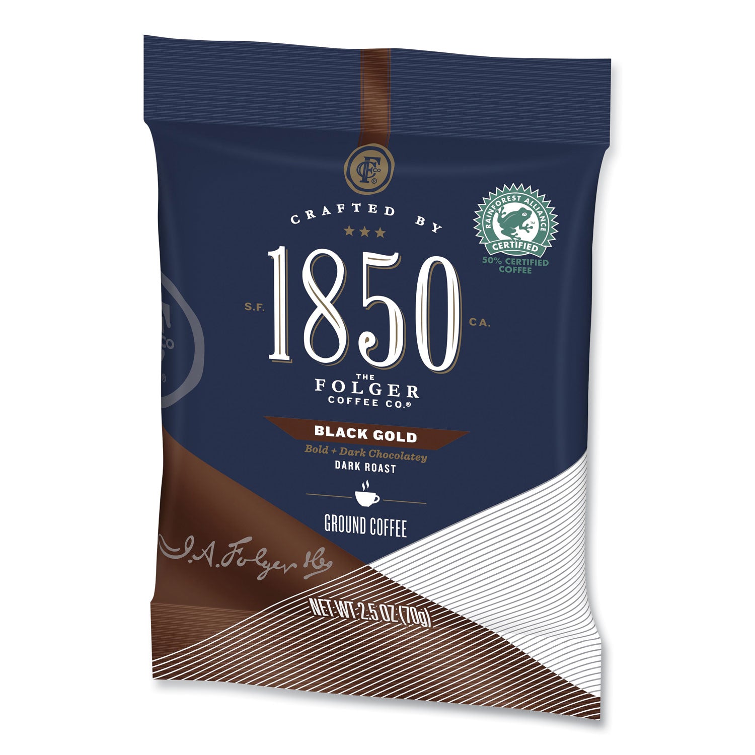 1850 Coffee Fraction Packs, Black Gold, Dark Roast, 2.5 oz Pack, 24 Packs/Carton (21512)