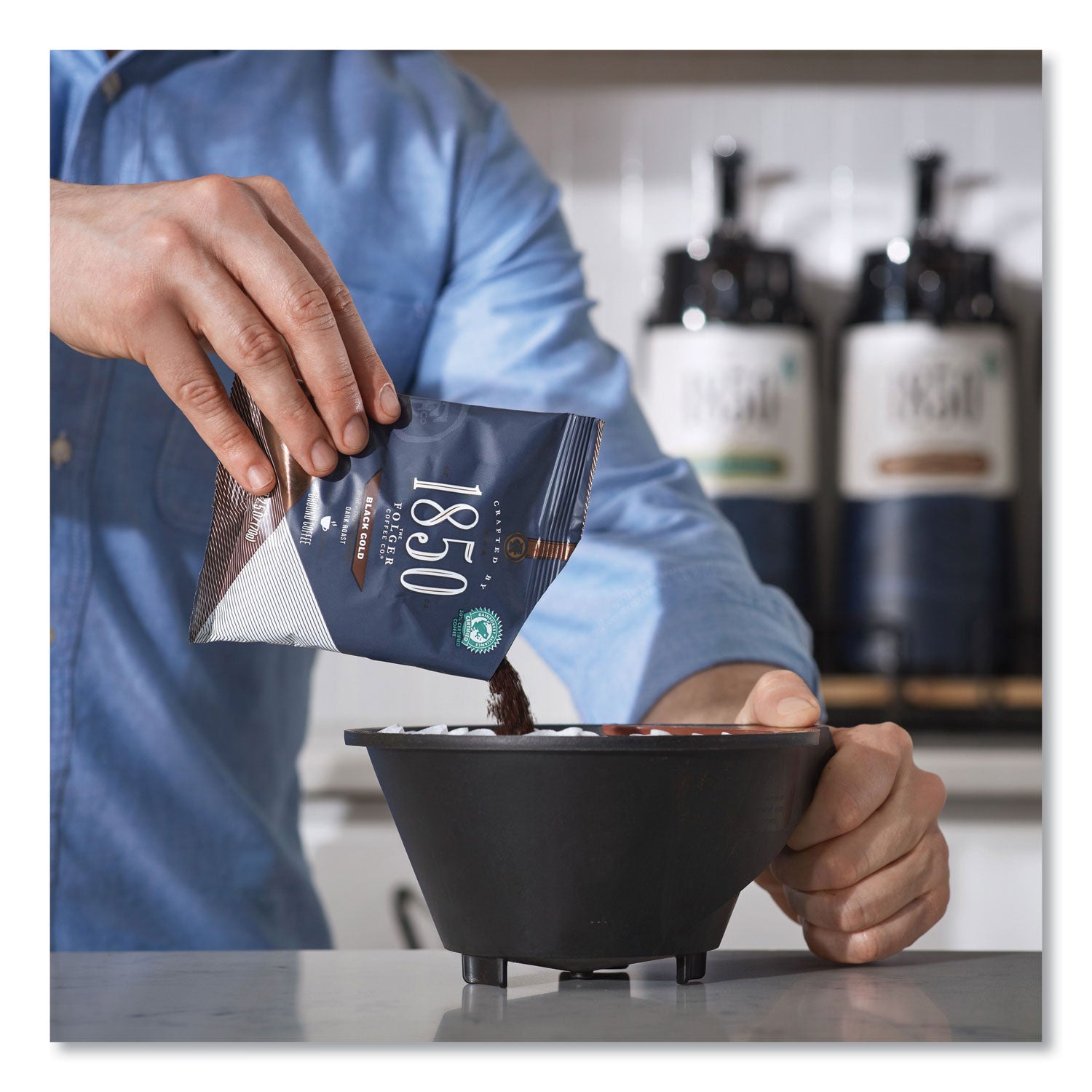 1850 Coffee Fraction Packs, Black Gold, Dark Roast, 2.5 oz Pack, 24 Packs/Carton (21512)